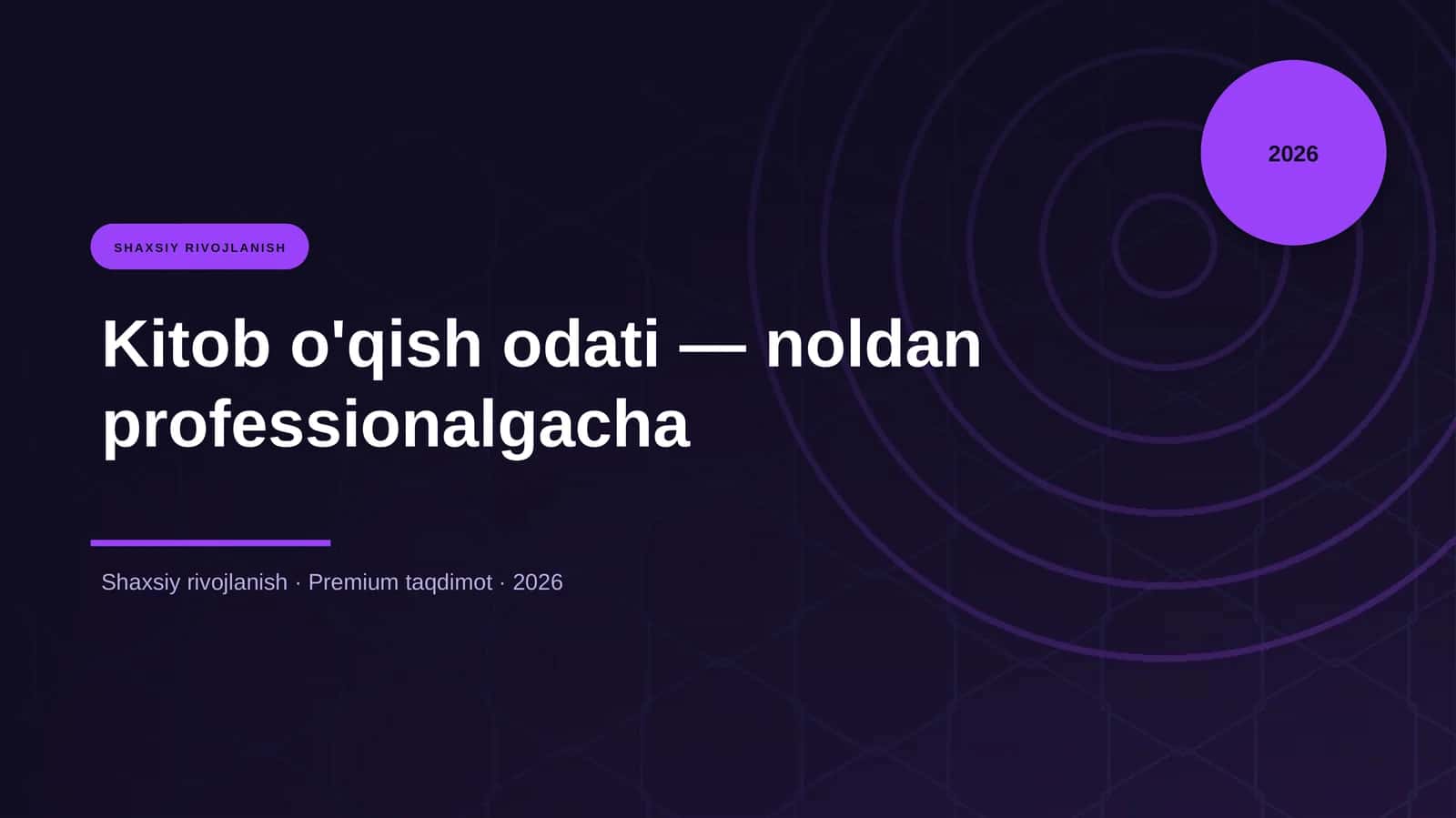 Kitob o'qish odati — noldan professionalgacha 1