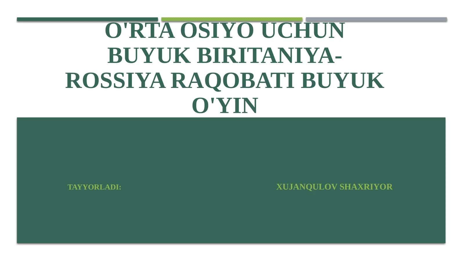 Buyuk Britaniya-Rossiya Raqobati 1