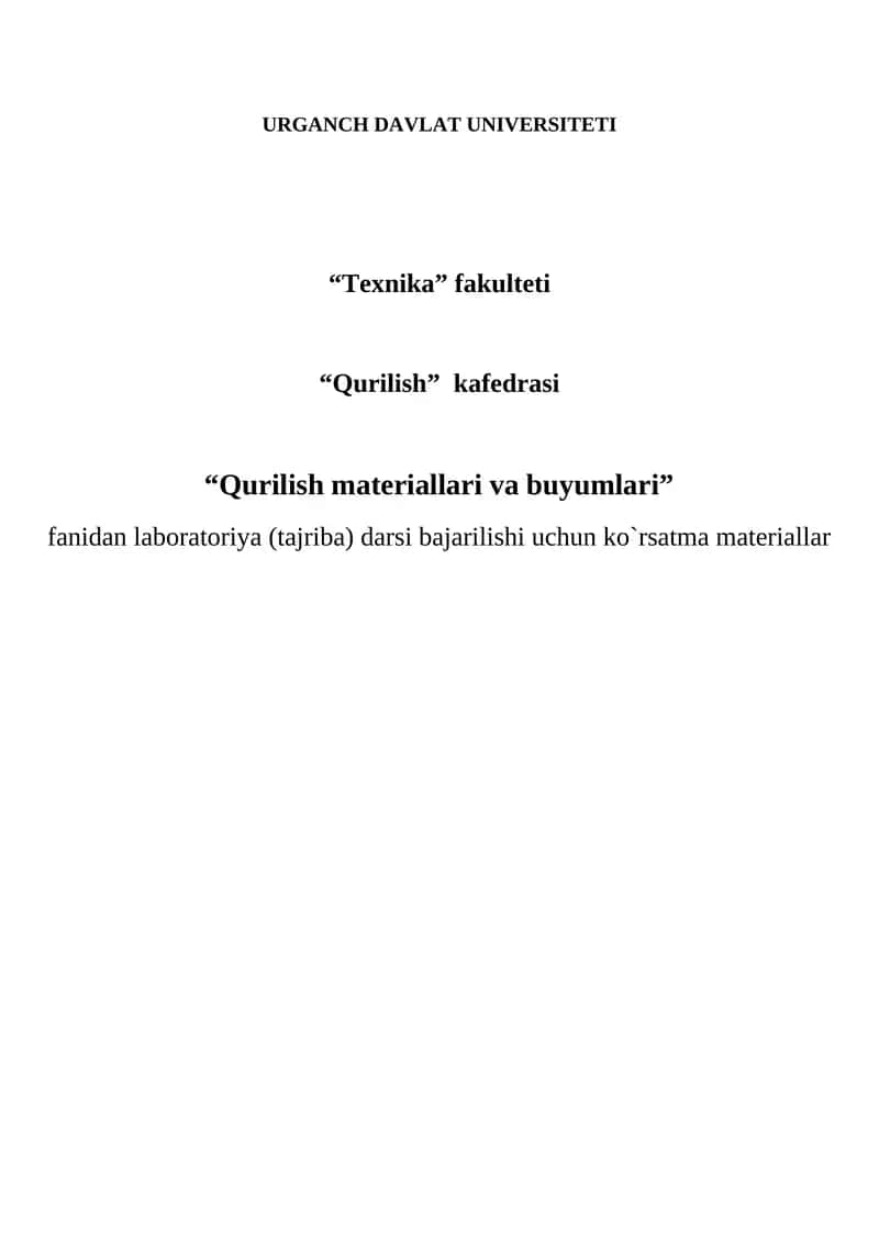 1-TAJRIBA ISHI. ASHYOLARNING FIZIK VA MEXANIK XOSSALARINI ANIQLASH USULLARI. 1