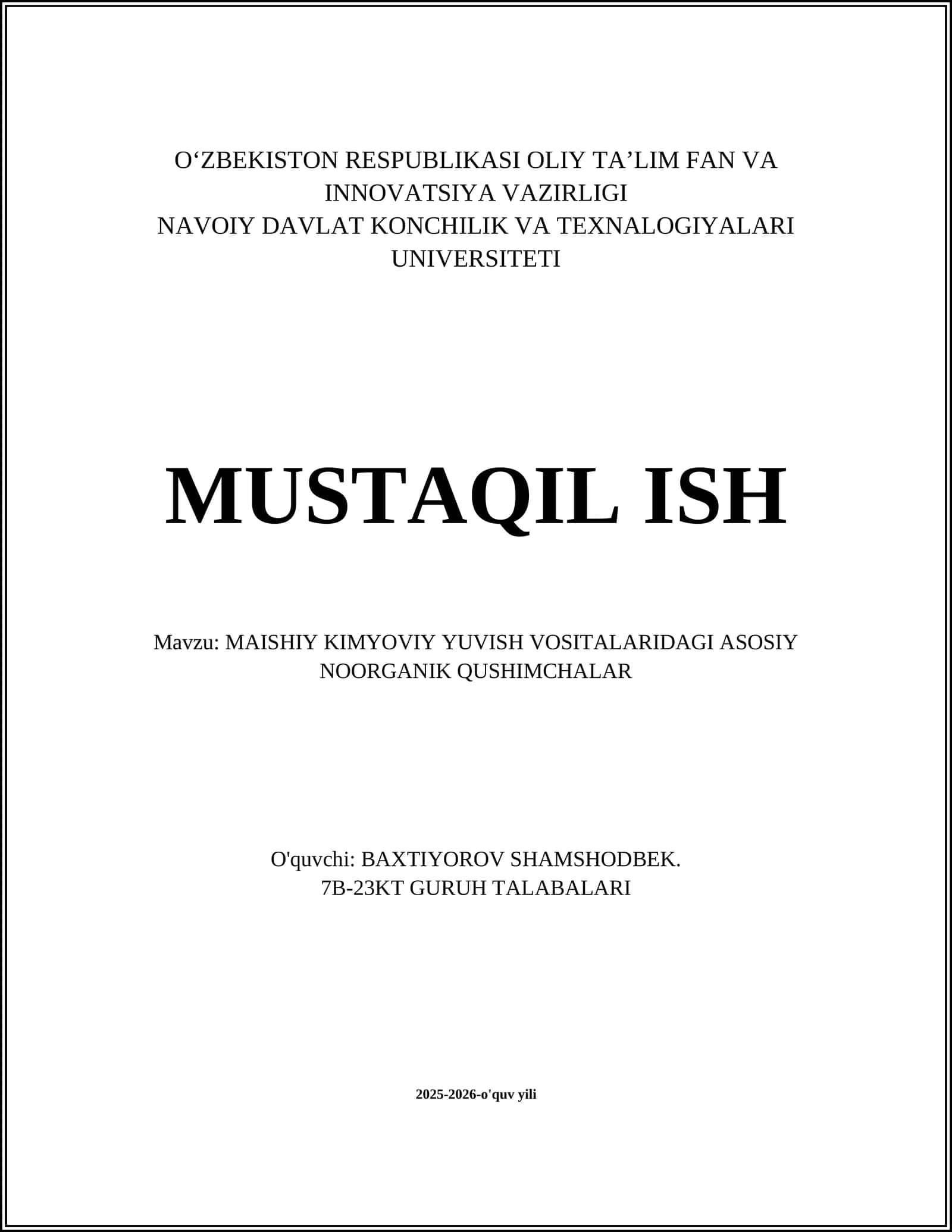 MAISHIY KIMYOVIY YUVISH VOSITALARIDAGI ASOSIY NOORGANIK QUSHIMCHALAR 1
