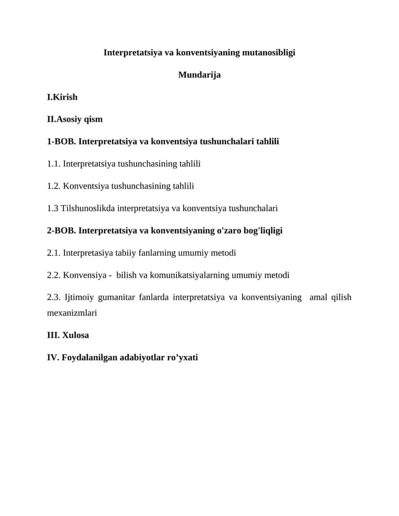 Interpretatsiya va konventsiya tushunchalari 1