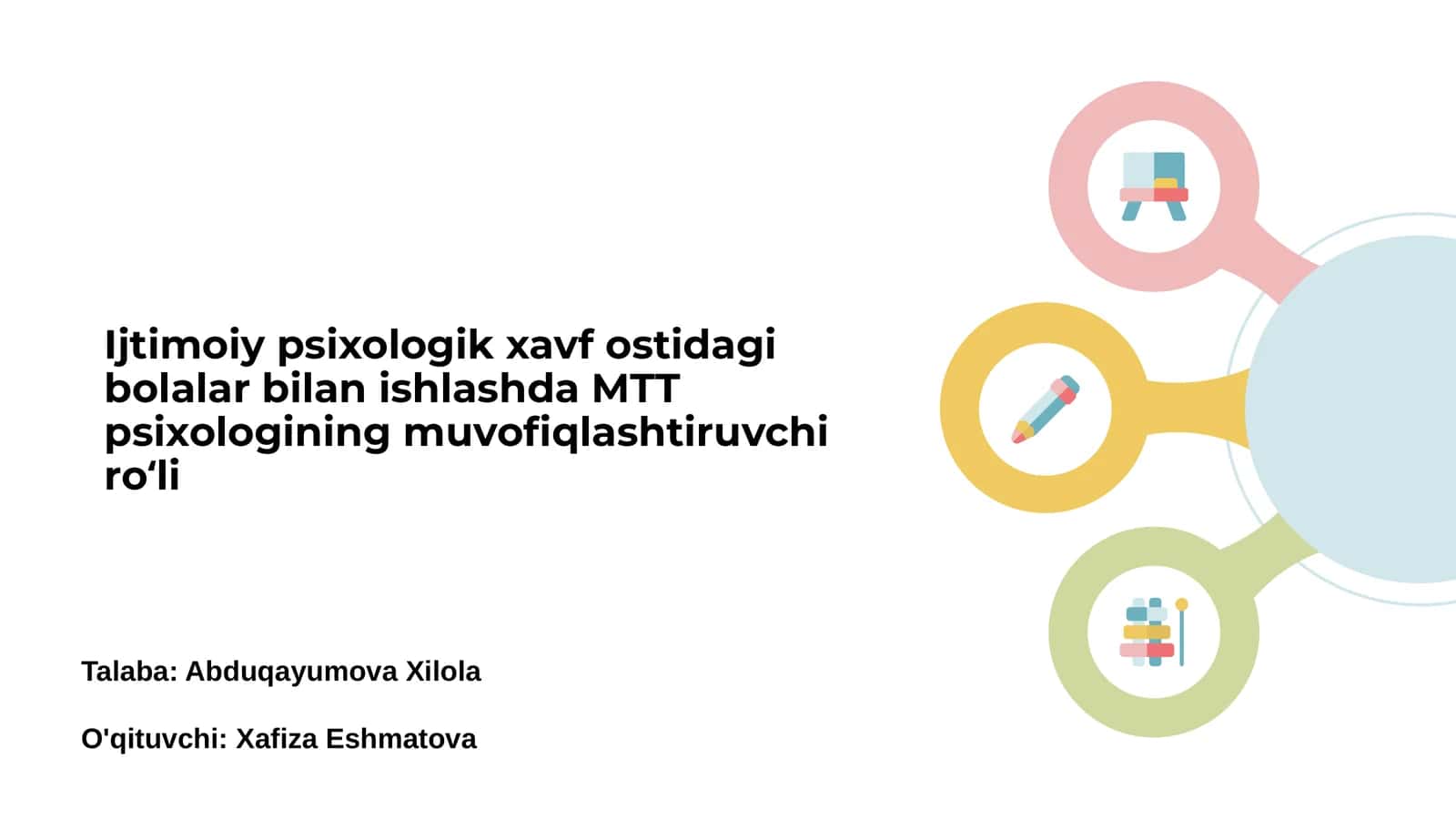 Ijtimoiy psixologik xavf ostidagi bolalar bilan ishlashda MTT psixologining muvofiqlashtiruvchi roʻli 1