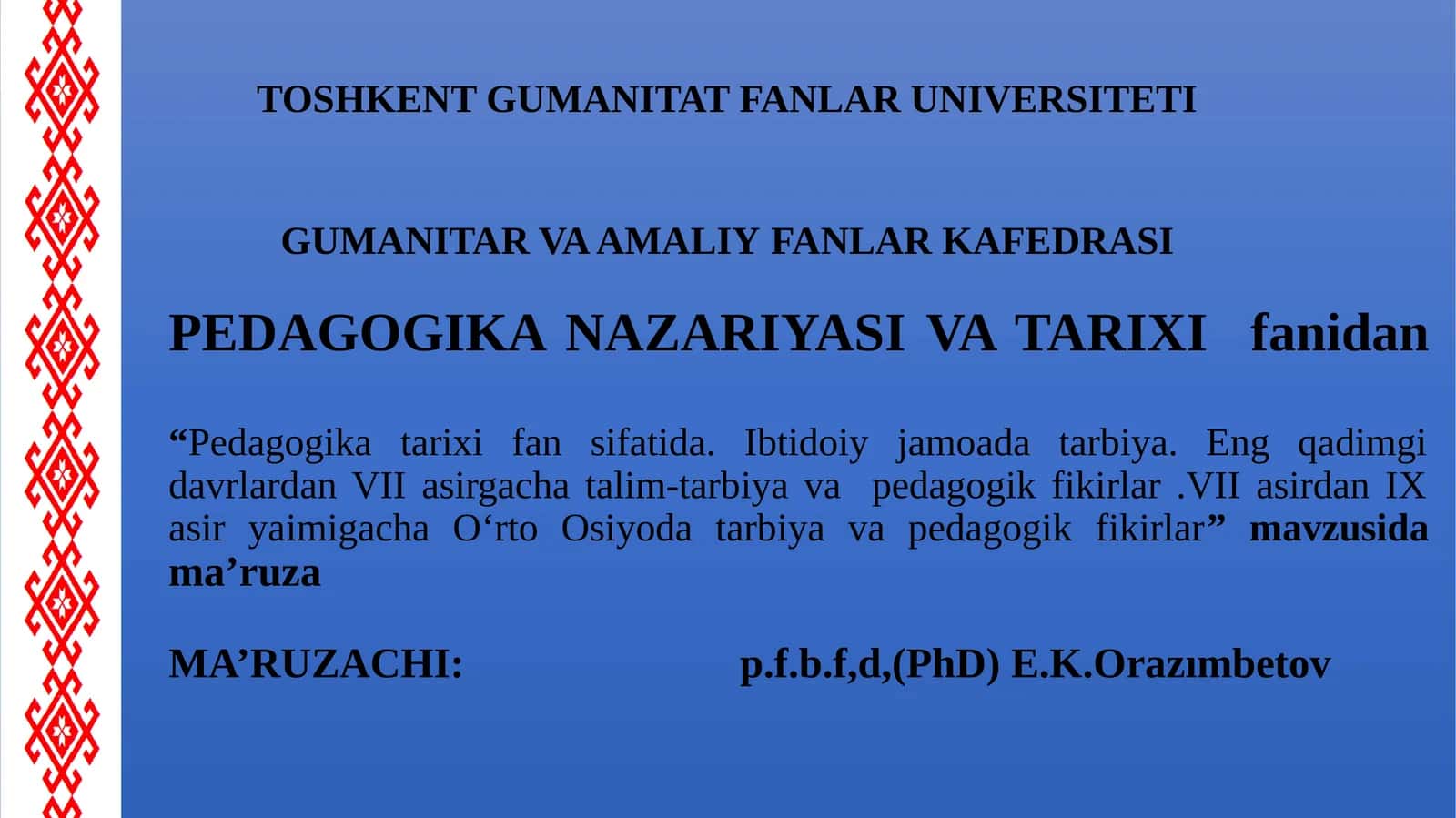 Pedagogika tarixi fan sifatida 1