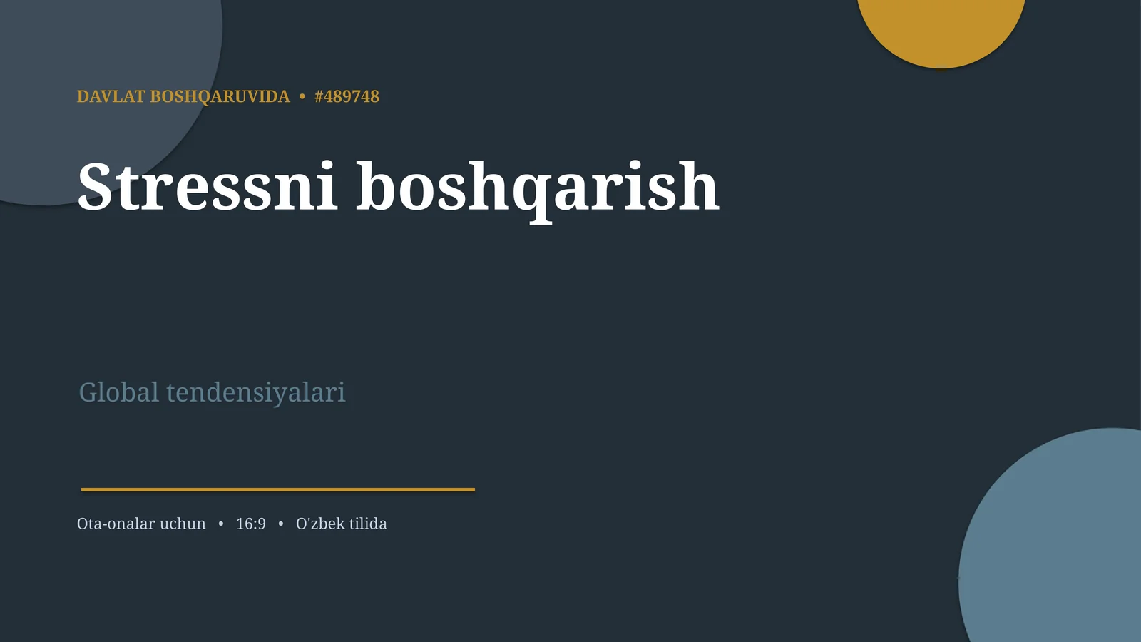 Stressni boshqarish 1