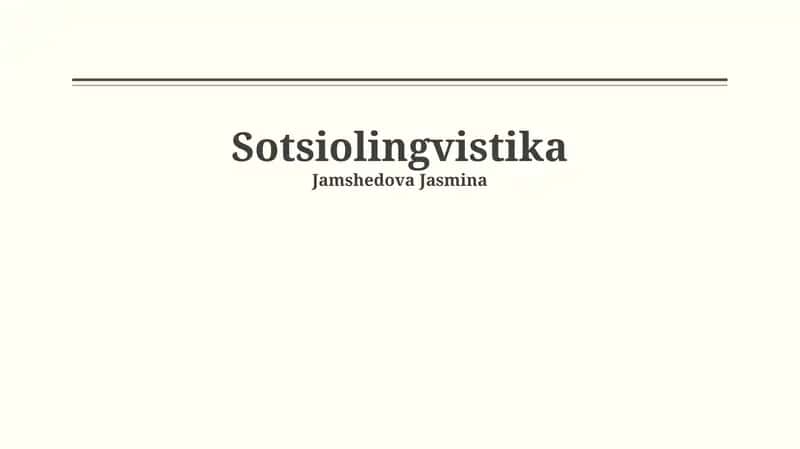 Til va Jamiyat: Sociolinguistikaning Asosiy Tushunchalari 1