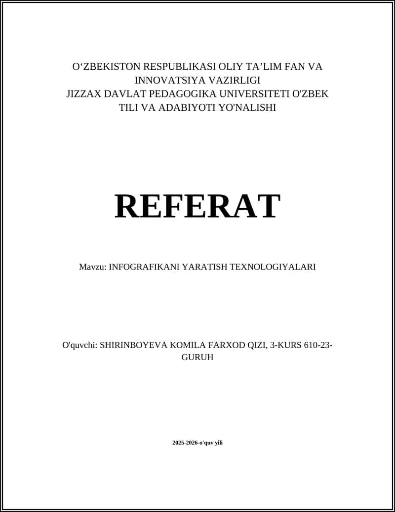 INFOGRAFIKANI YARATISH TEXNOLOGIYALARI 1