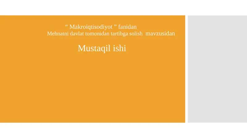 Mehnatni davlat tomonidan tartibga solish 1