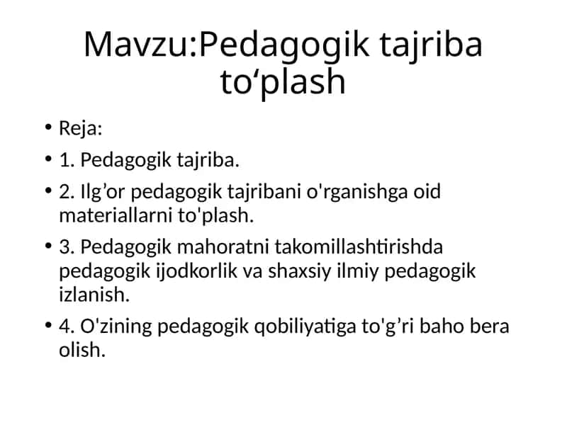 Pedagogik tajriba toʻplash 1