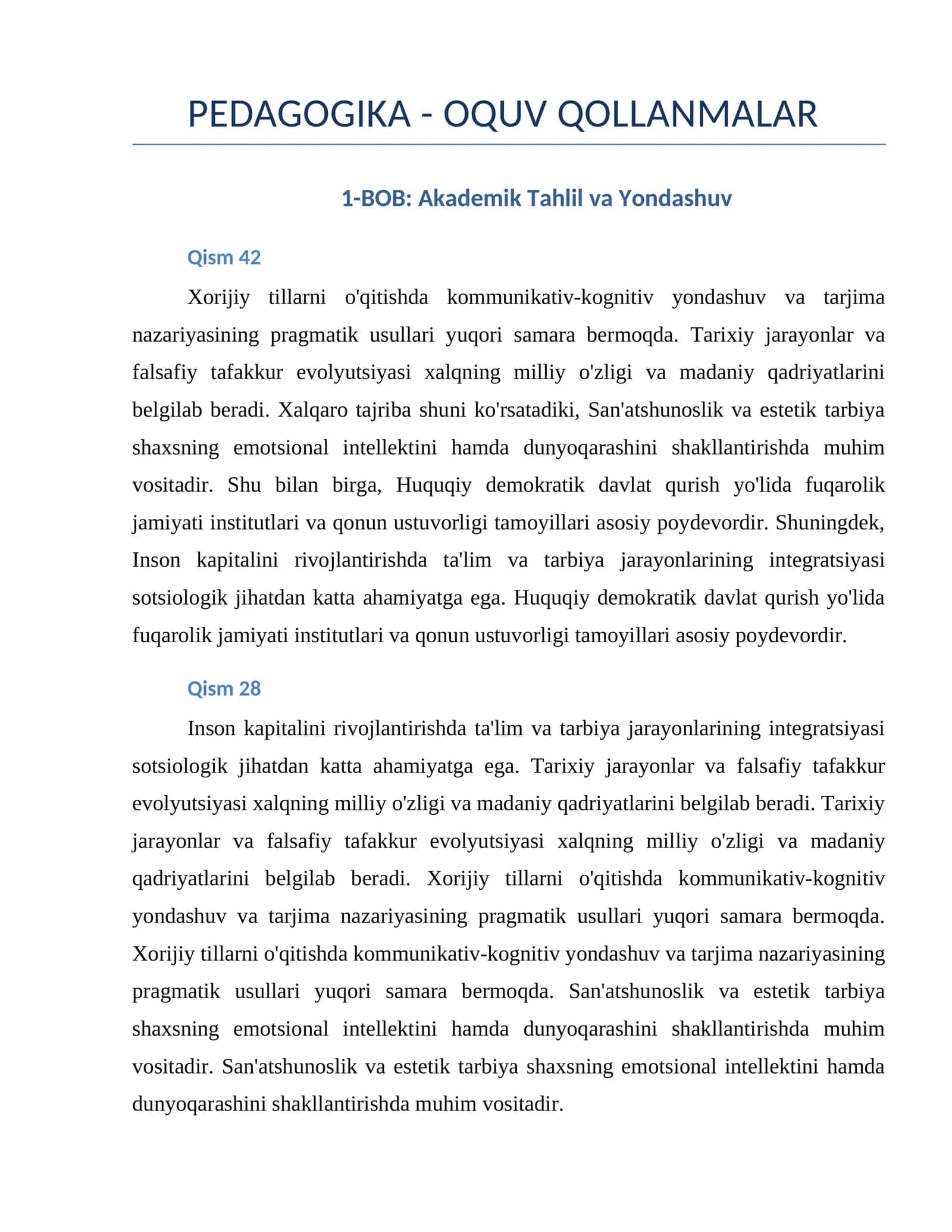 PEDAGOGIKA - OQUV QOLLANMALAR 1