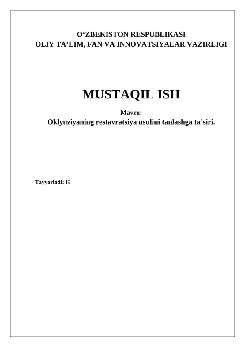 Okkluziyaning restavratsiya usulini tanlashga ta’siri 1