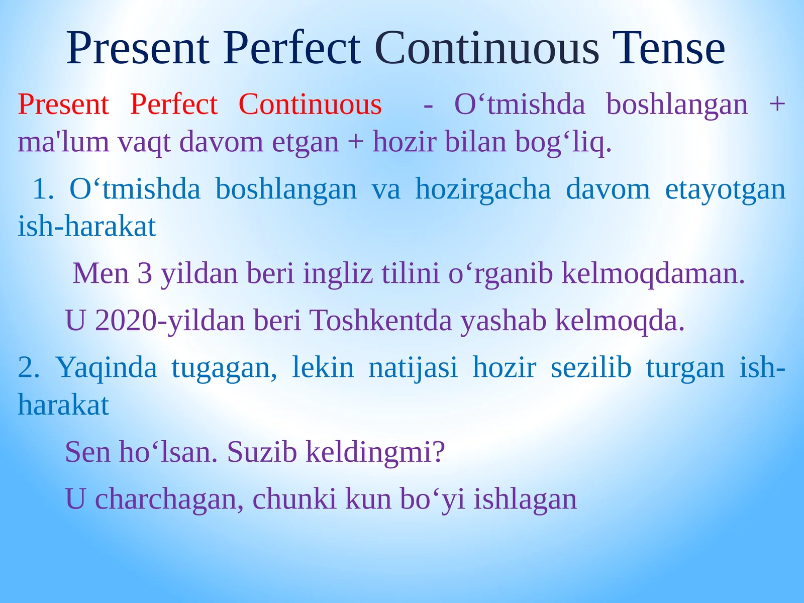 present perfect continous 1