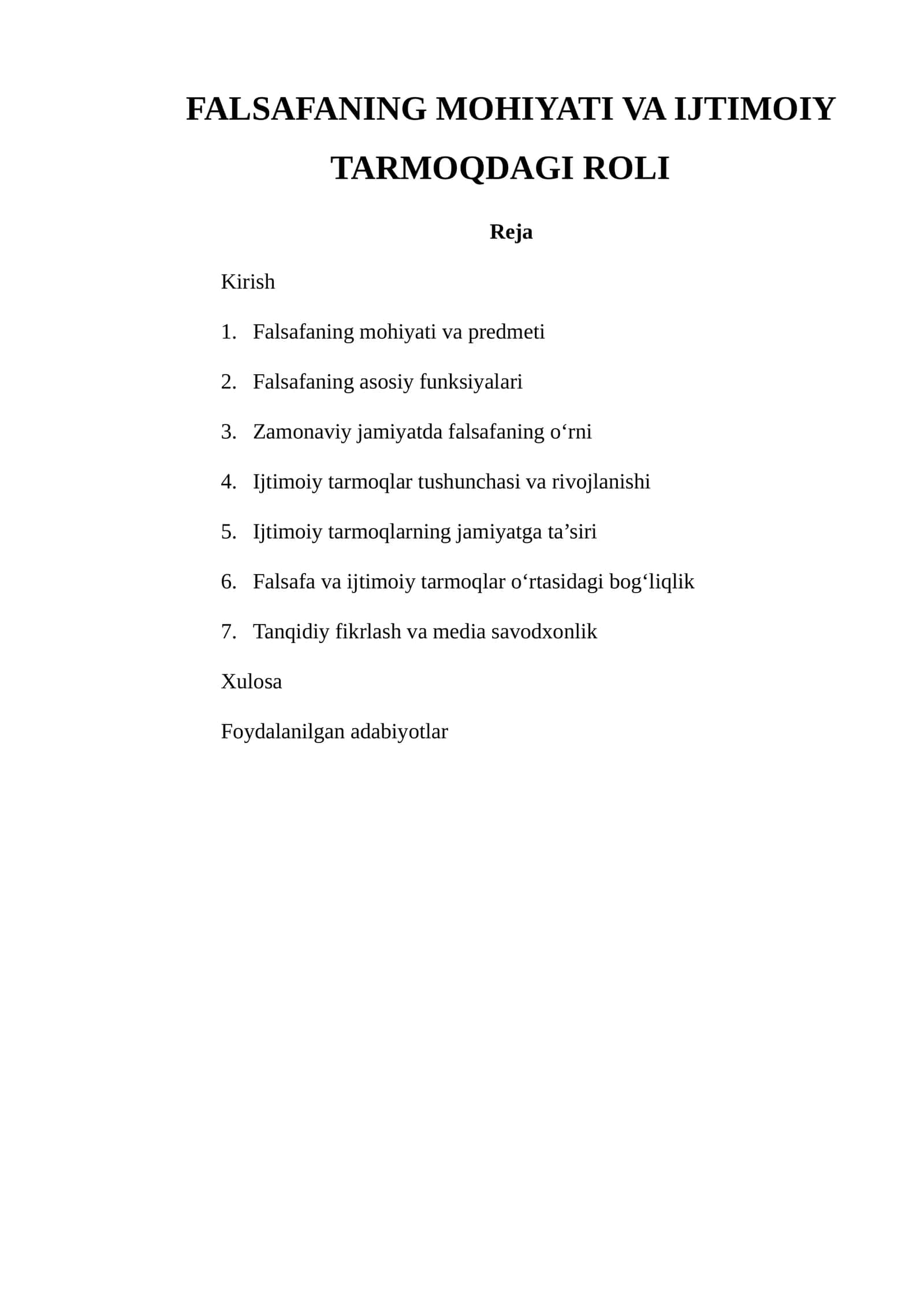 FALSAFANING MOHIYATI VA IJTIMOIY TARMOQDAGI ROLI 1