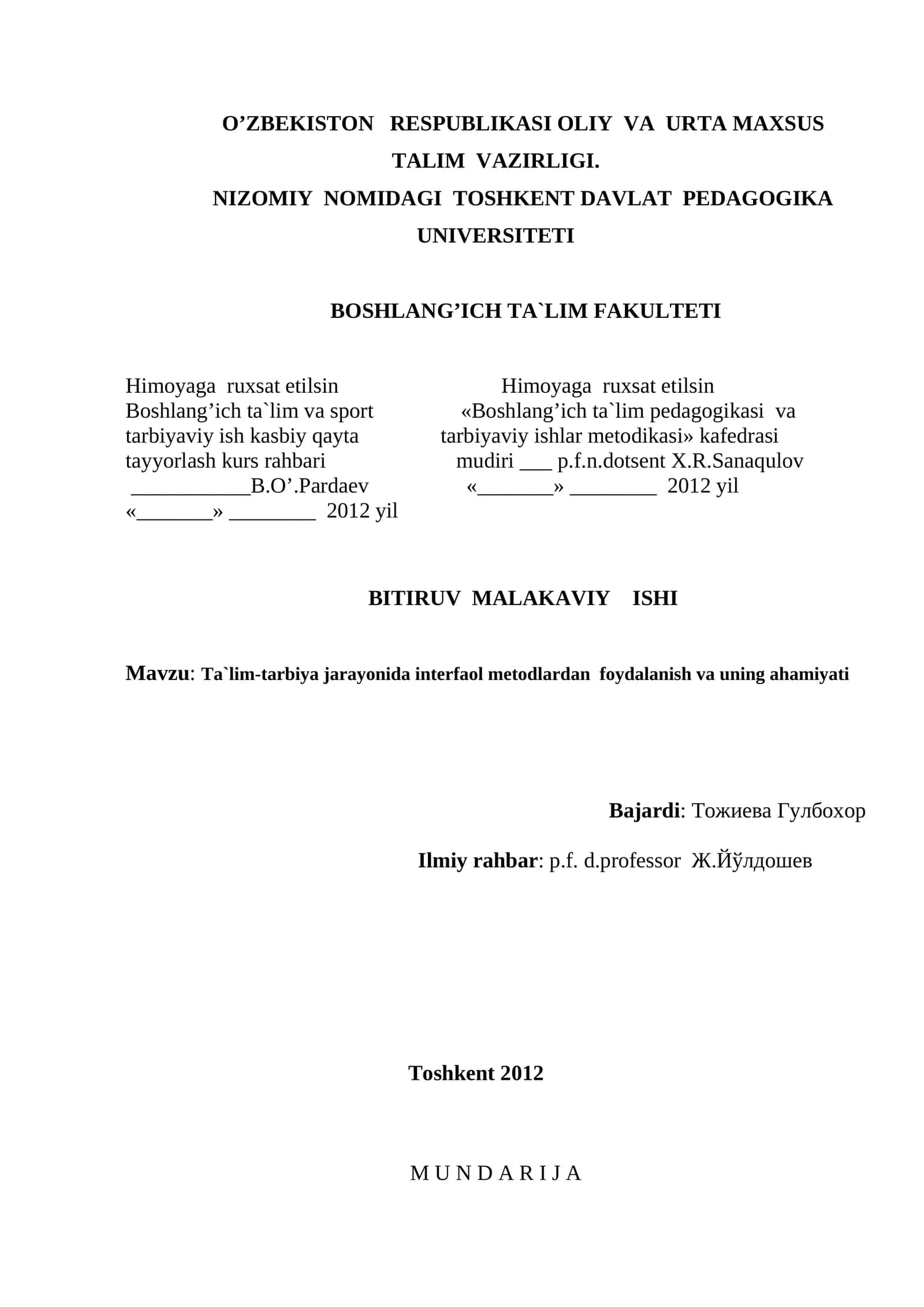 Ta`lim-tarbiya jarayonida interfaol metodlar 1