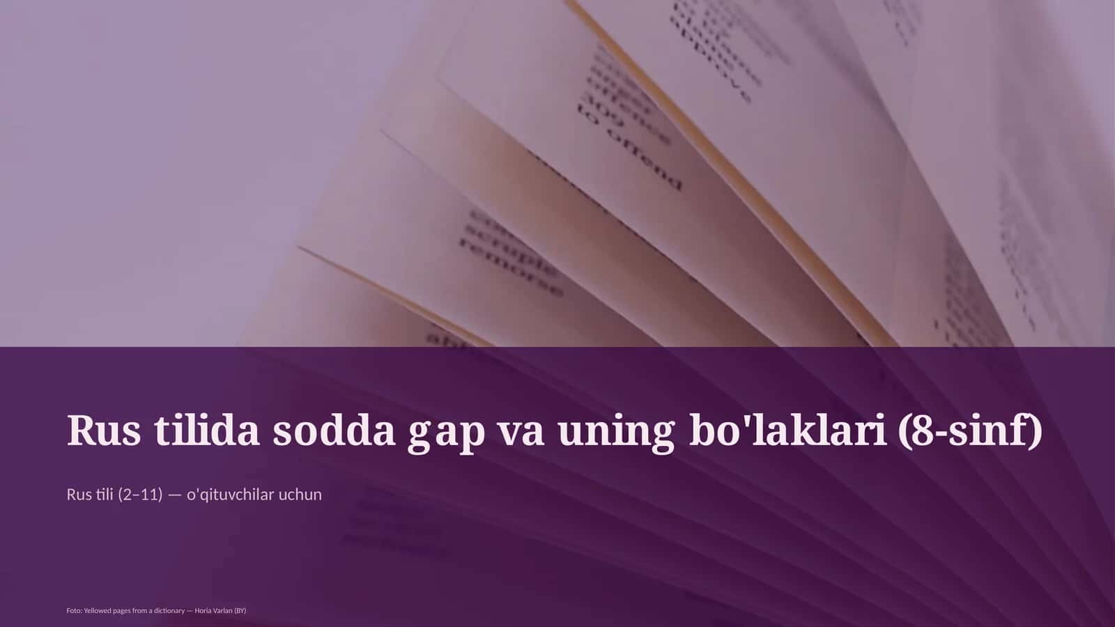 Rus tilida sodda gap va uning bo'laklari (8-sinf) 1