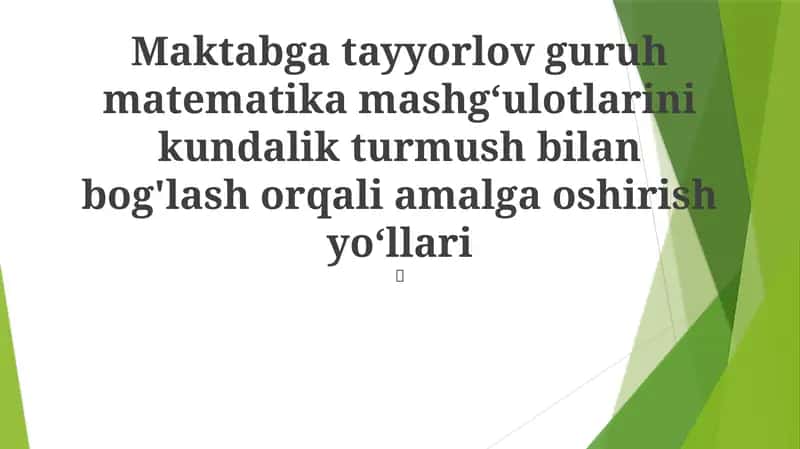 Matematika Mashg'ulotlari 1