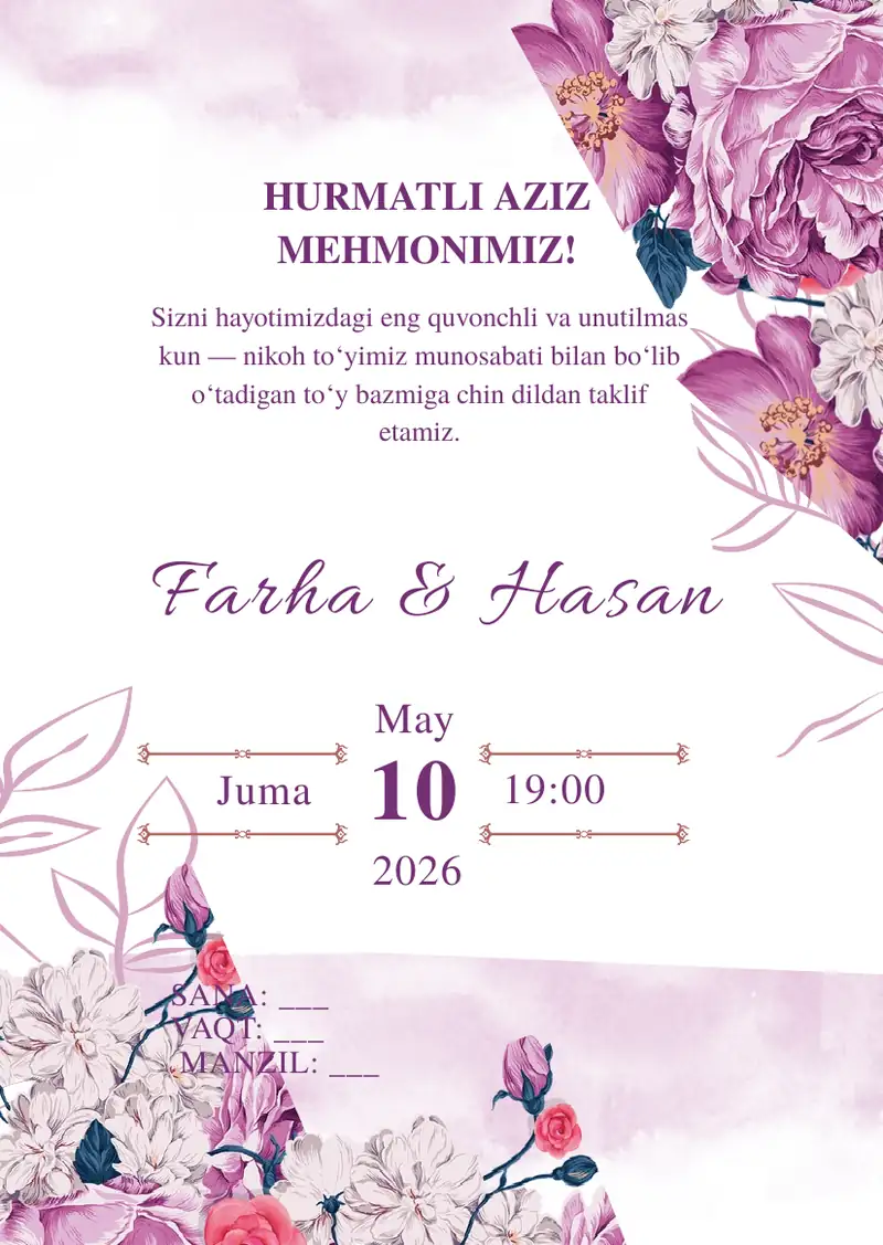 Taklifnoma shablon 1