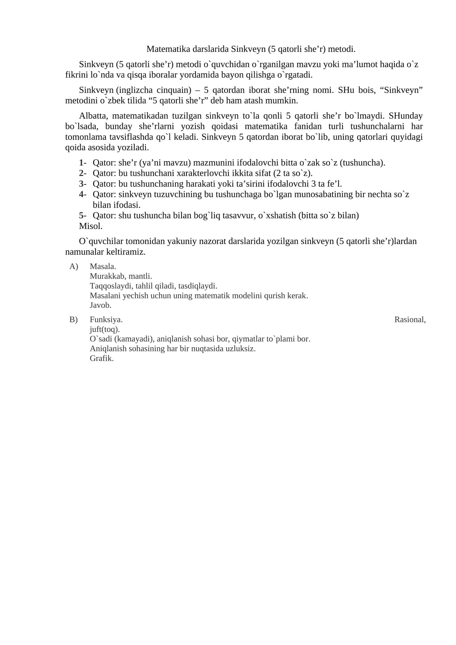 Sinkveyn (5 qatorli she’r) metodi 1