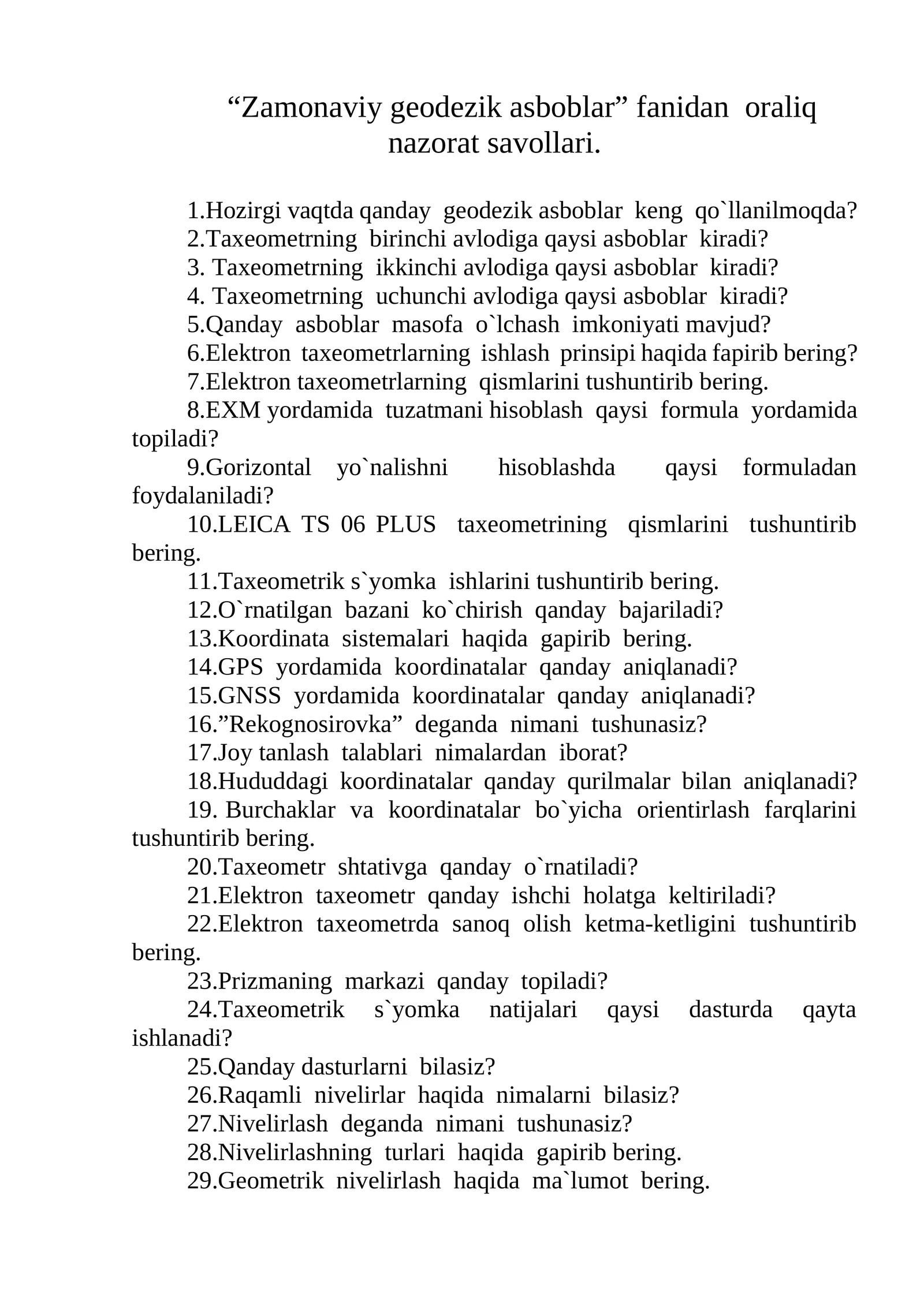 Zamonaviy geodezik asboblar 1