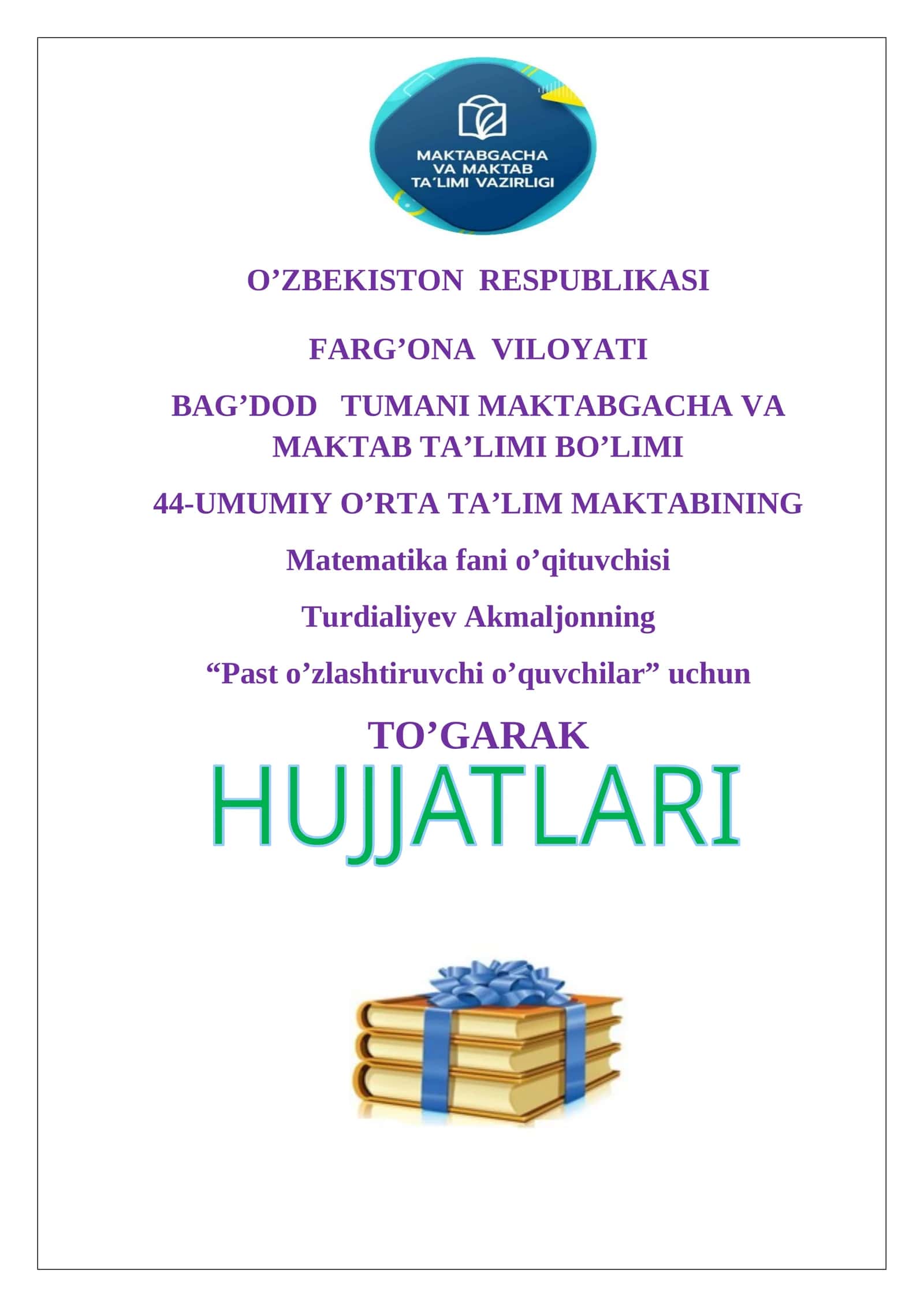 Matematika fani o’qituvchisi 1