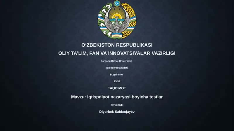 Iqtisodiy nazariya sinovlari 1