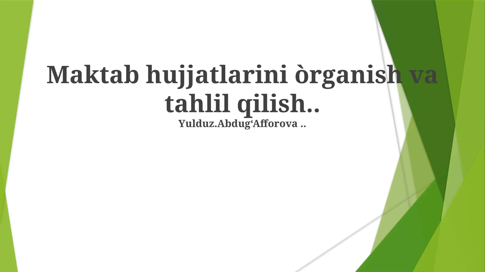 Hujjatlarni Olish va Tayyorlash 1