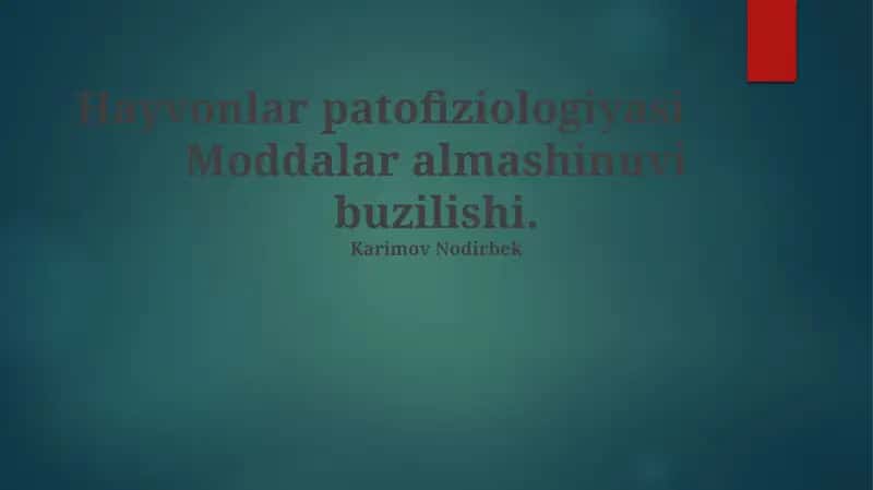 Hayvonlar patofiziologiyasi 1