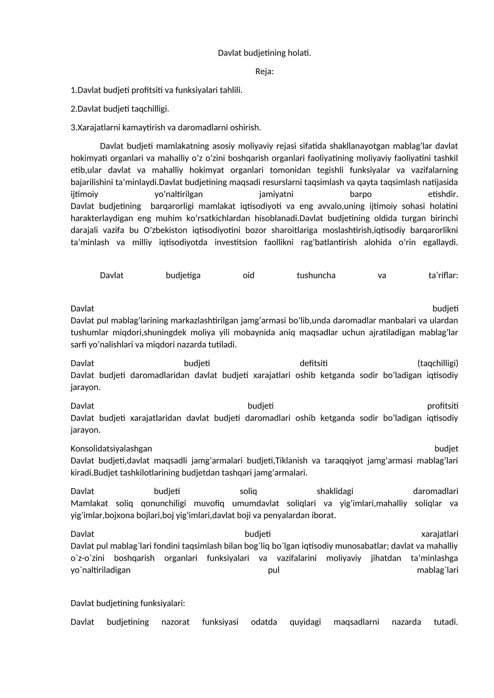 Davlat budjetining holati 1