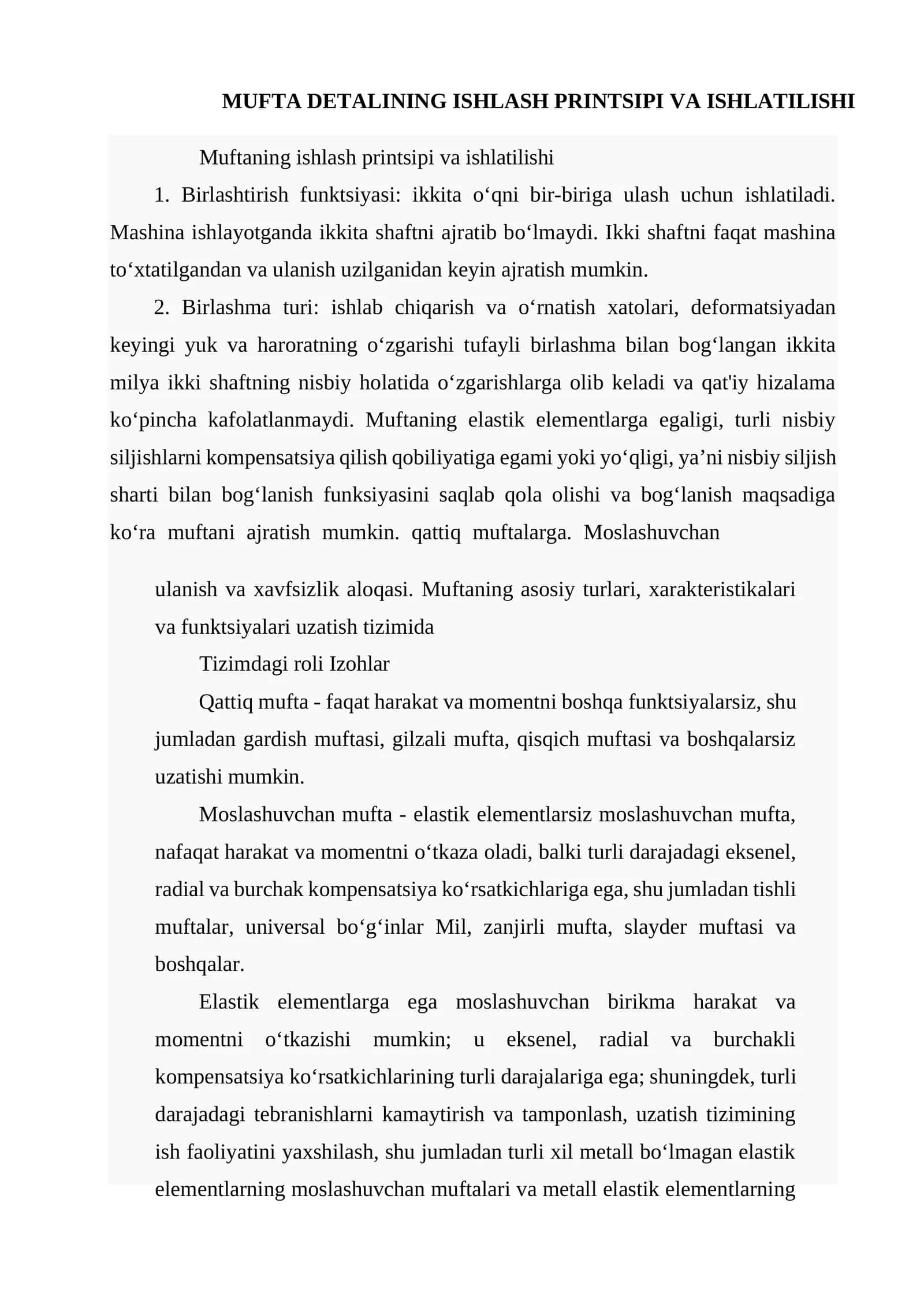 Mufta Detalining Ishlash Printsipi Va Ishlatilishi 1