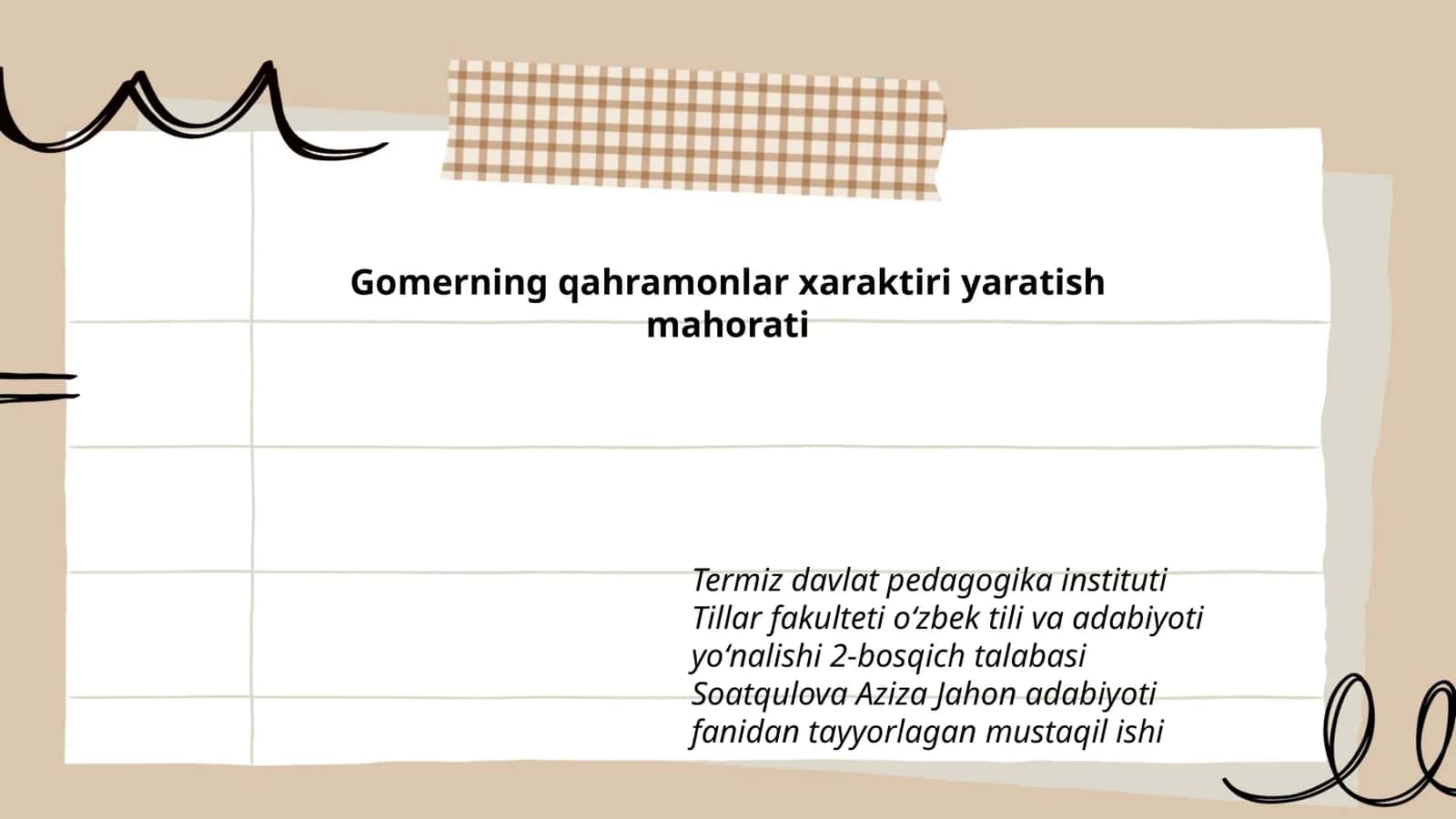 Gomerning qahramonlar xaraktiri yaratish mahorati 1