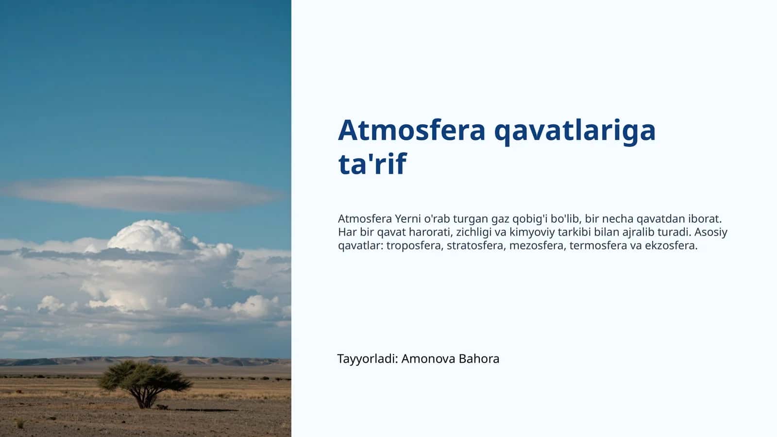 Atmosfera qavatlariga ta'rif 1