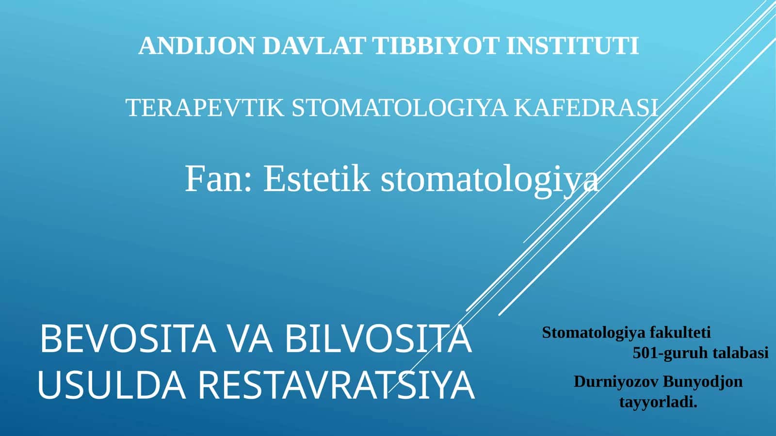 Bevosita va bilvosita usulda restavratsiya 1