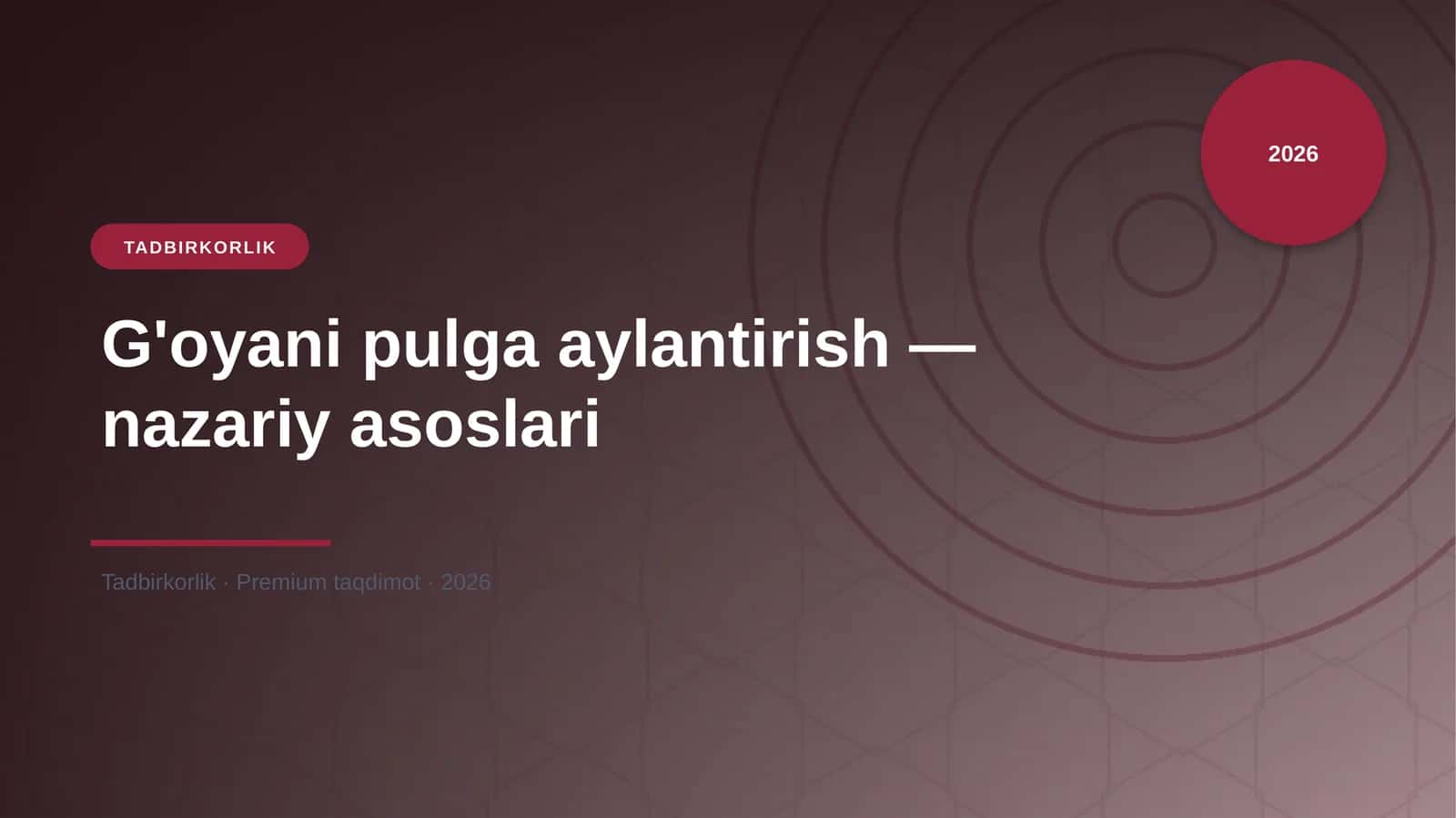 G'oyani pulga aylantirish — nazariy asoslari 1