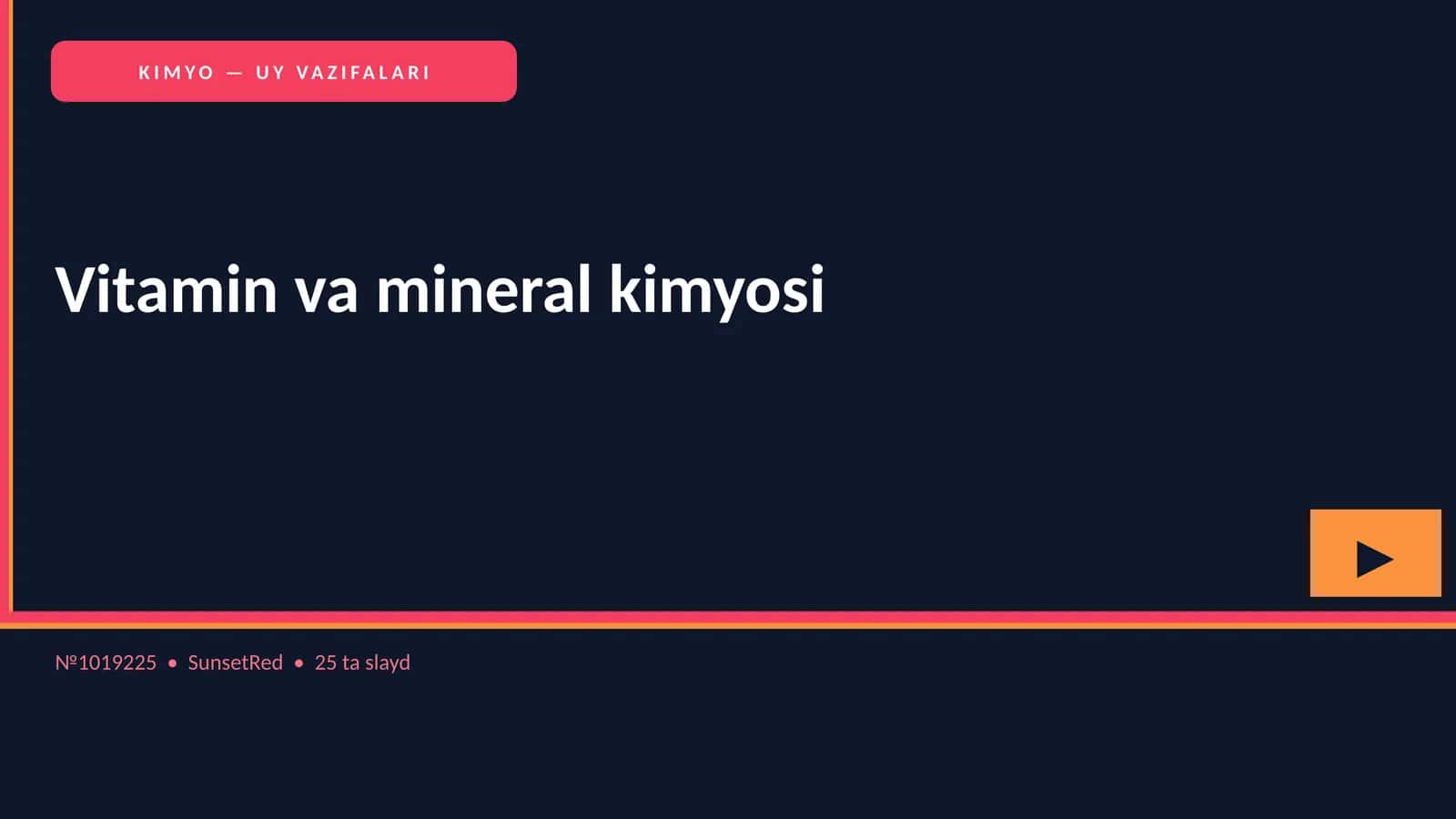 Vitamin va mineral kimyosi 1