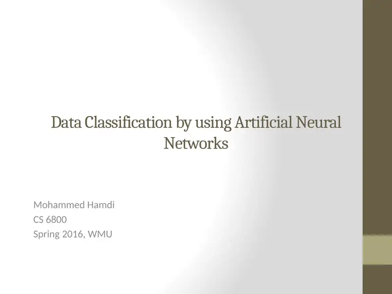 Artificial Neural Networks 1
