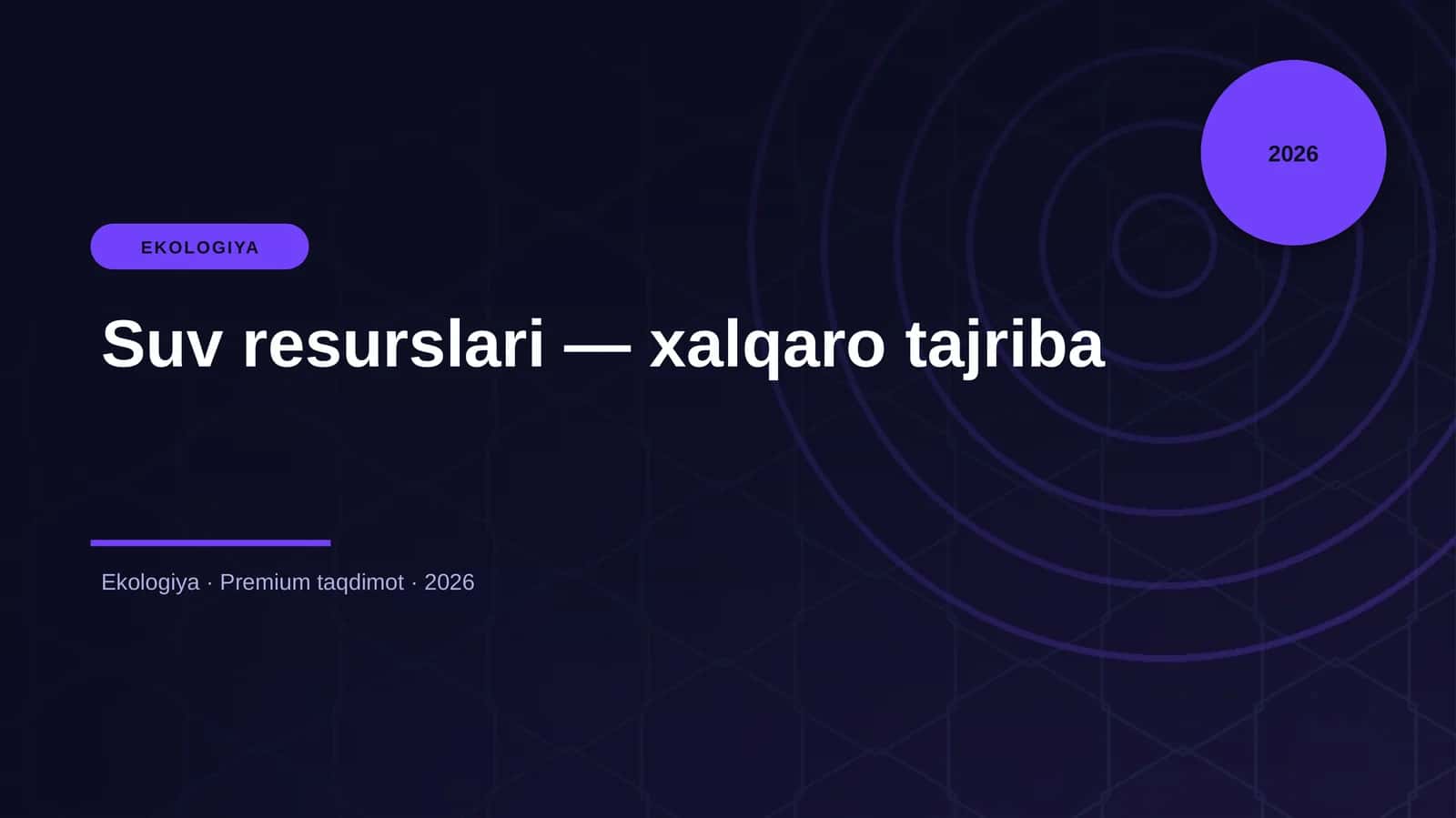 Suv resurslari — xalqaro tajriba 1