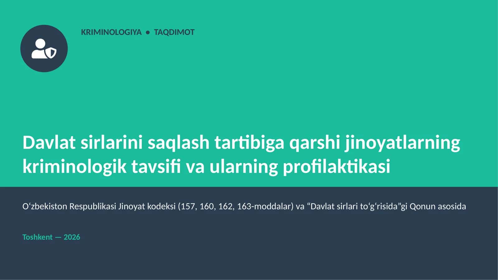 KRIMINOLOGIYA • TAQDIMOT 1