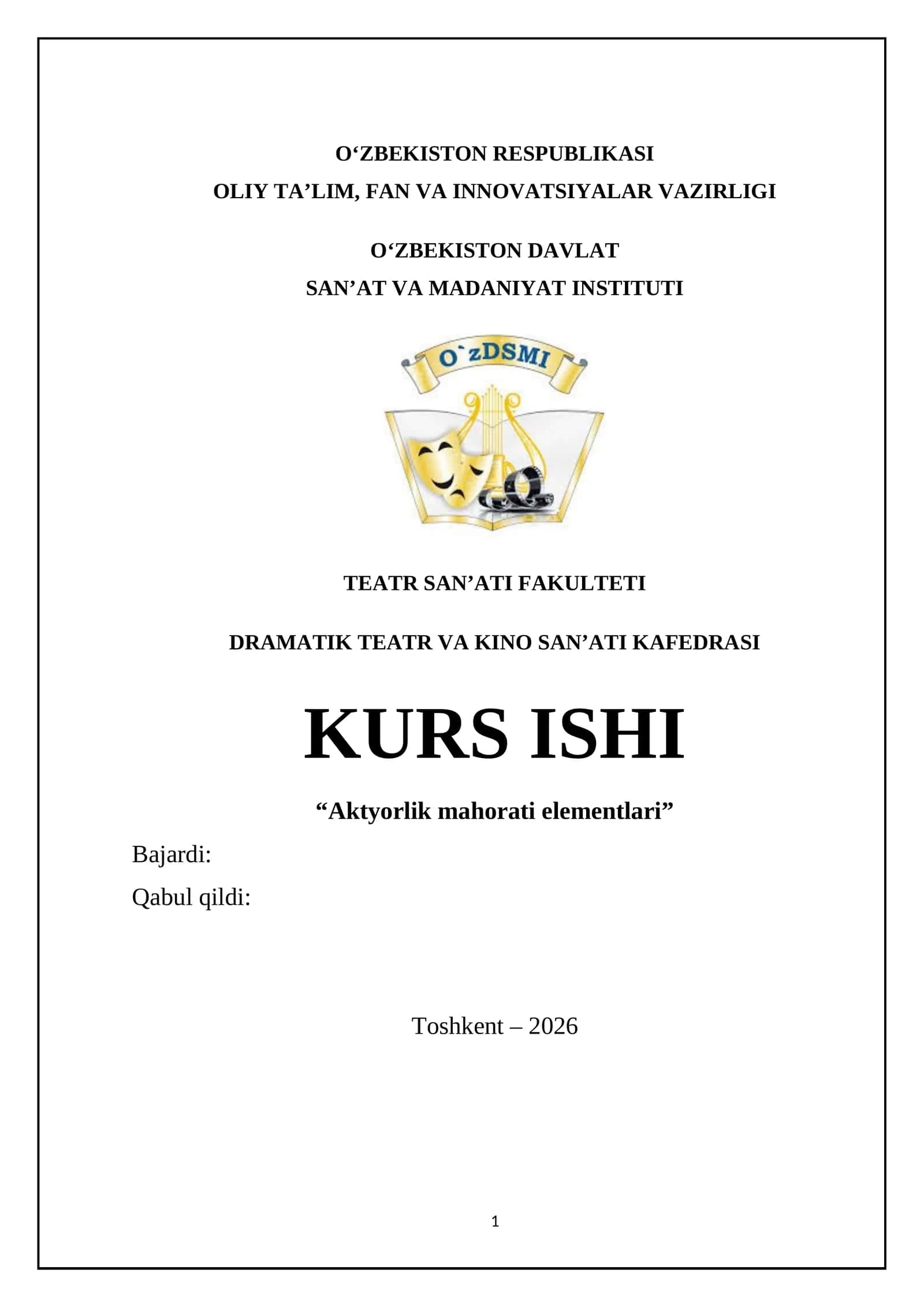 Aktyorlik mahorati elementlari 1