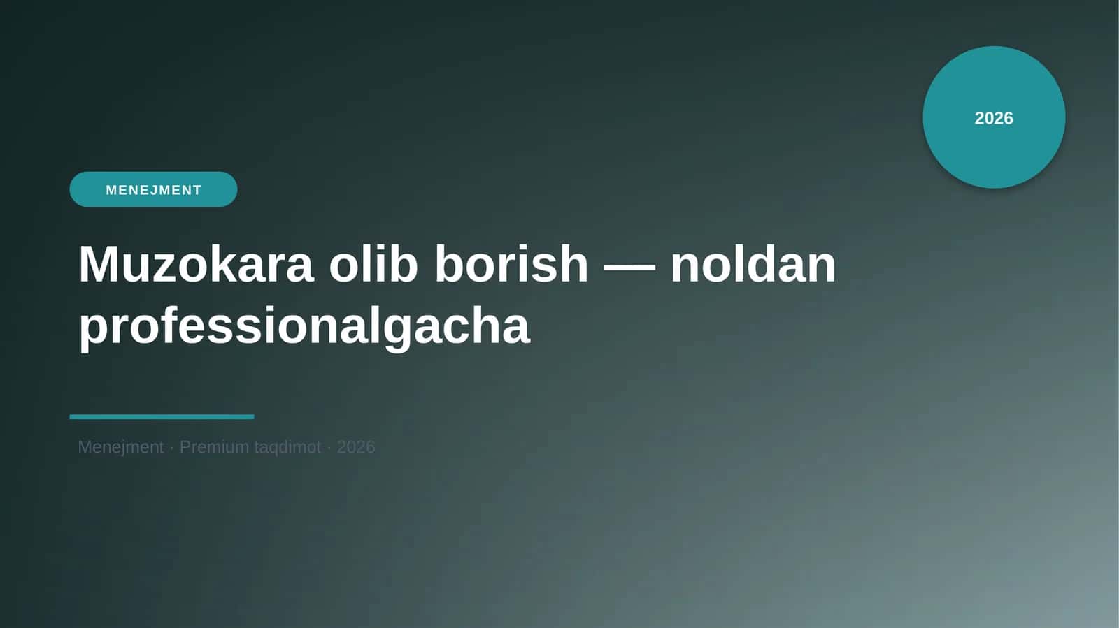 Muzokara olib borish — noldan professionalgacha 1