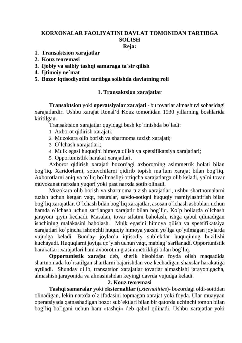 KORXONALAR FAOLIYATINI DAVLAT TOMONIDAN TARTIBGA  SOLISH 1