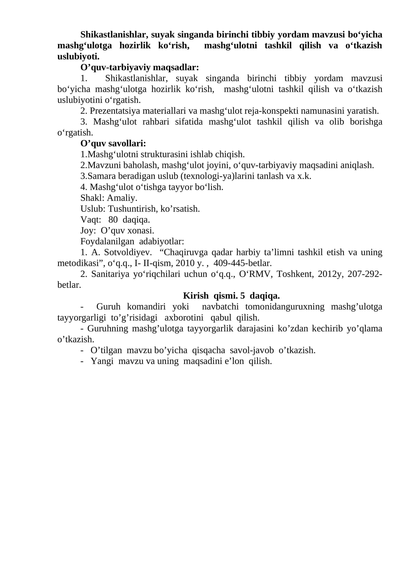 Shikastlanishlar, suyak singanda birinchi tibbiy yordam mavzusi 1