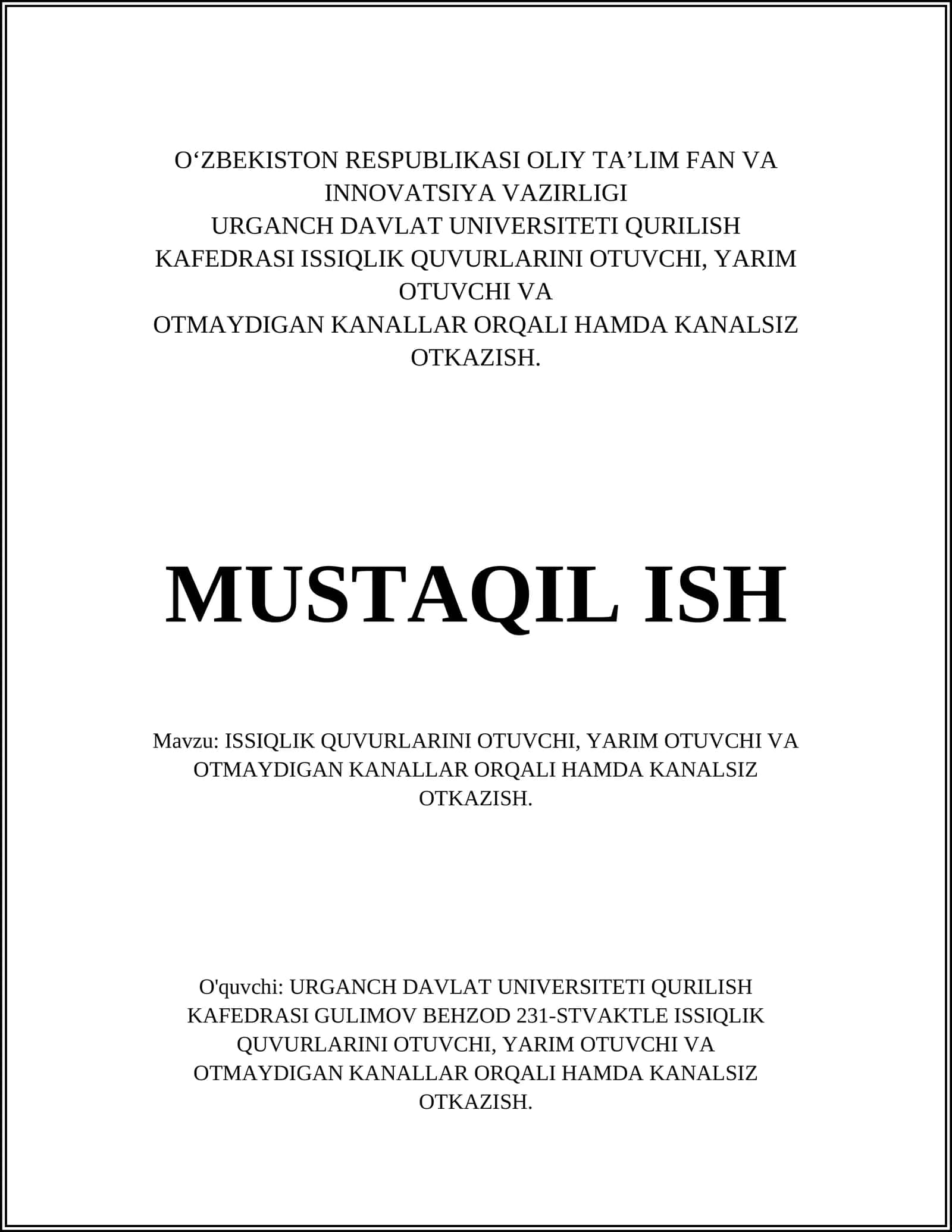 Issiqlik quvurlarini o'tkazish texnologiyalari 1