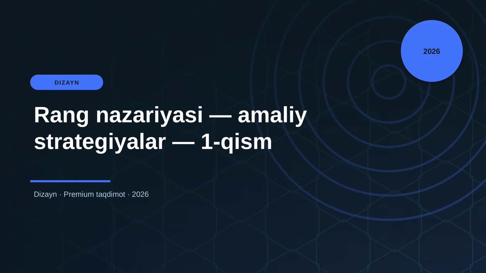Rang nazariyasi — amaliy strategiyalar — 1-qism 1