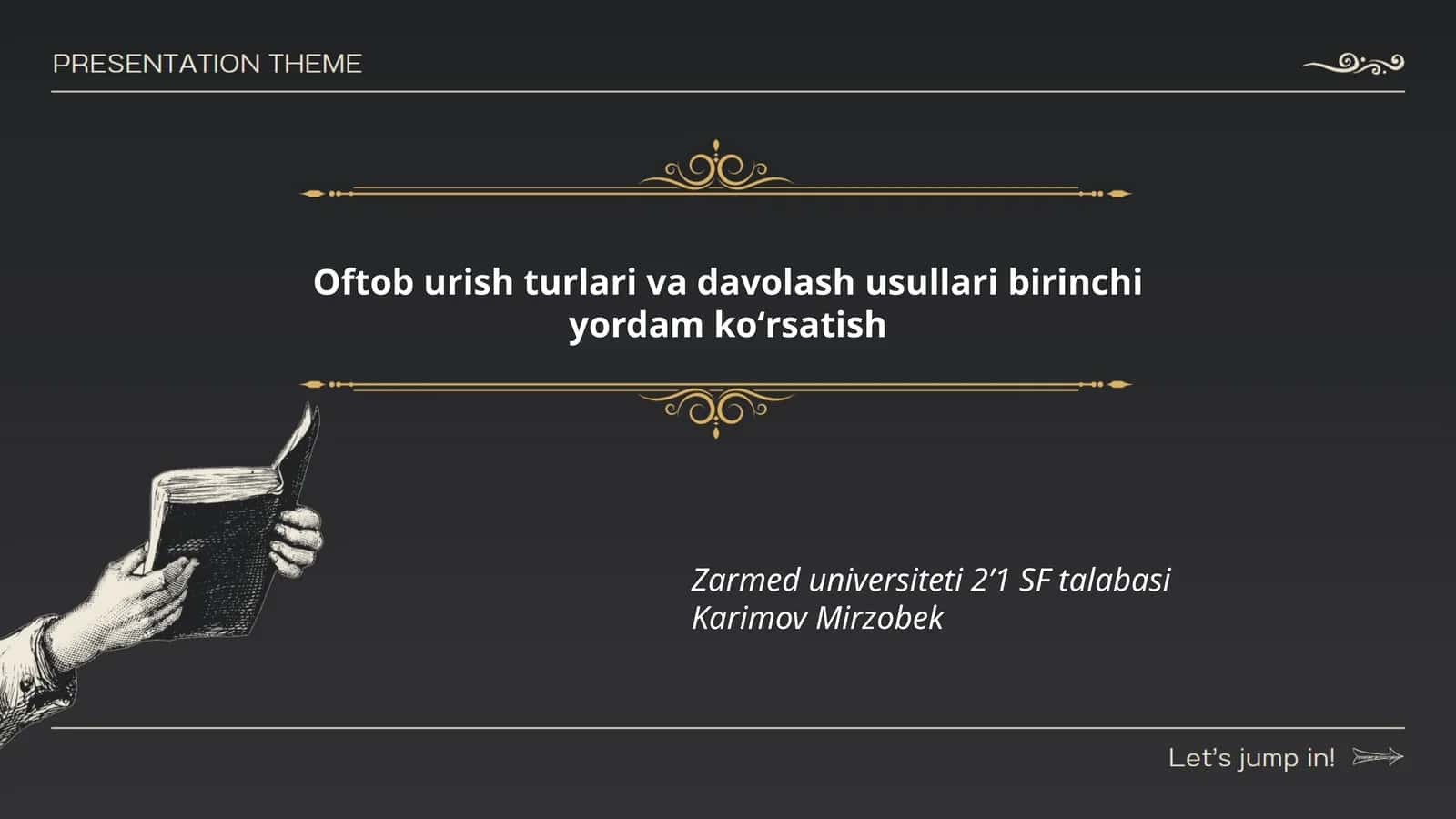 Oftob urish turlari va davolash usullari birinchi yordam koʻrsatish 1