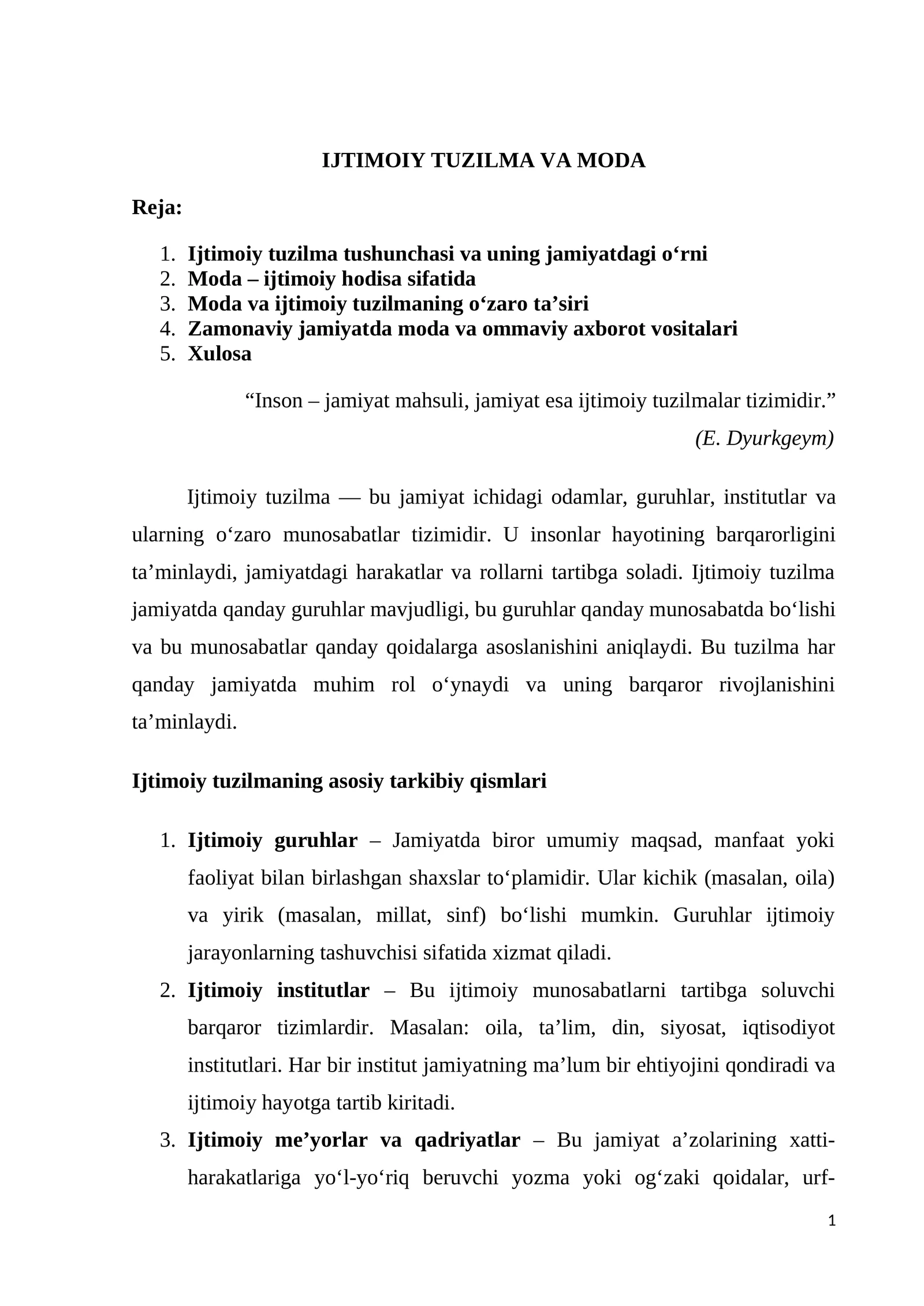IJTIMOIY TUZILMA VA MODA 1