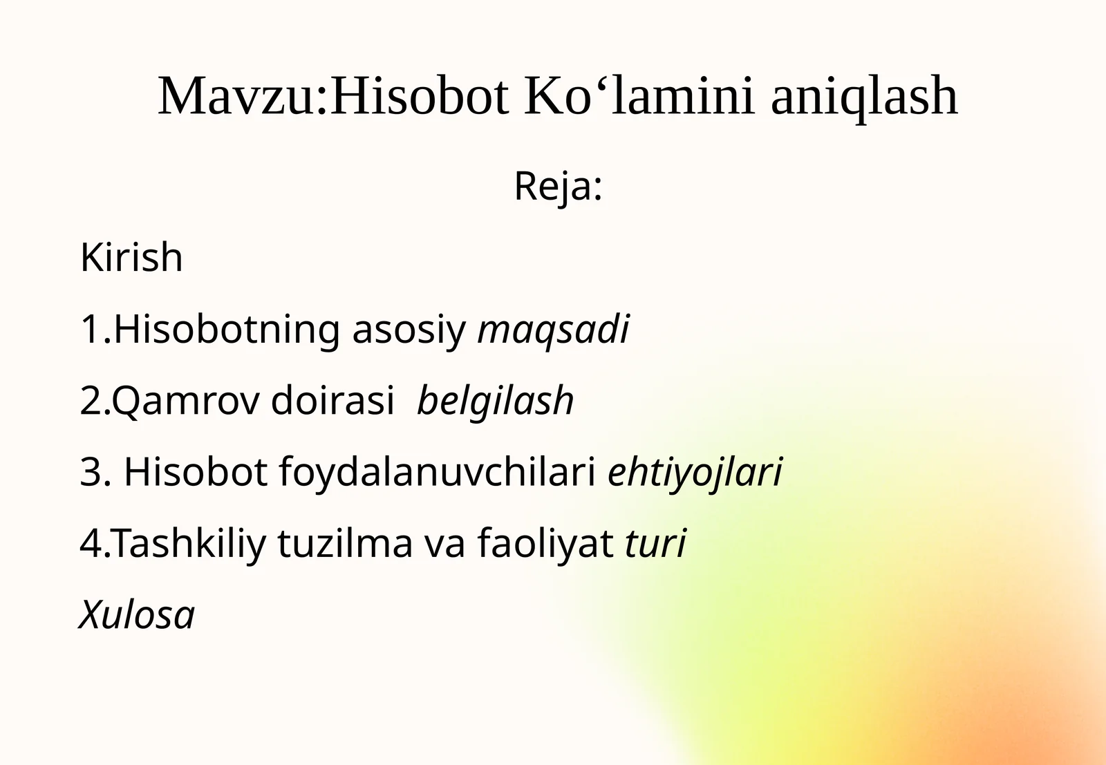 Hisobot Ko‘laminianiqlash 1