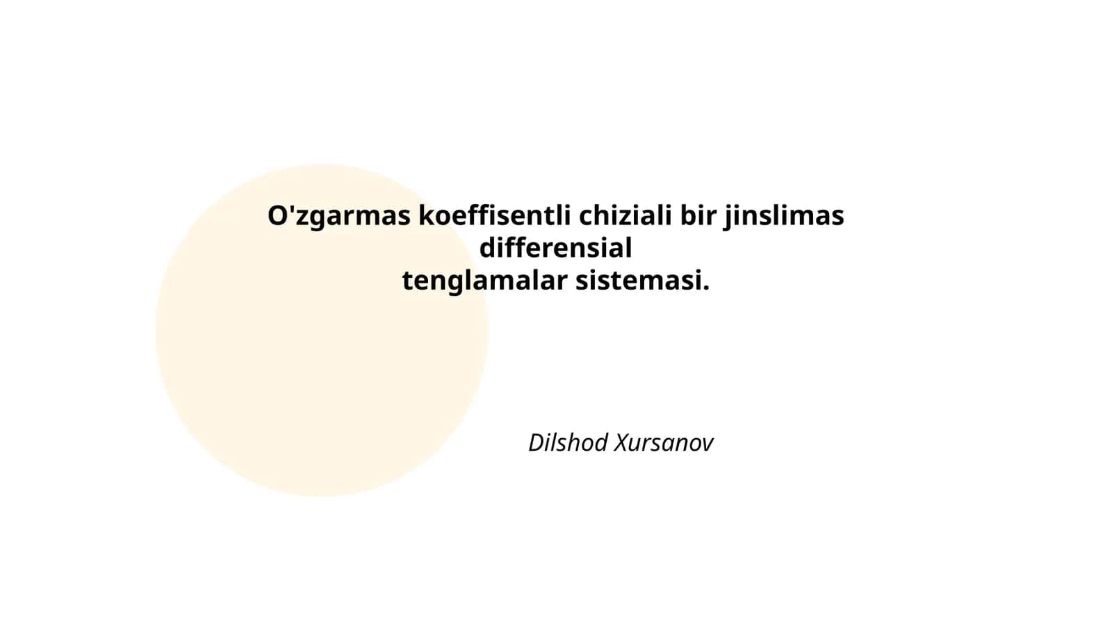 O'zgarmas koeffisentli chiziali bir jinslimas differensial tenglamalar sistemasi 1