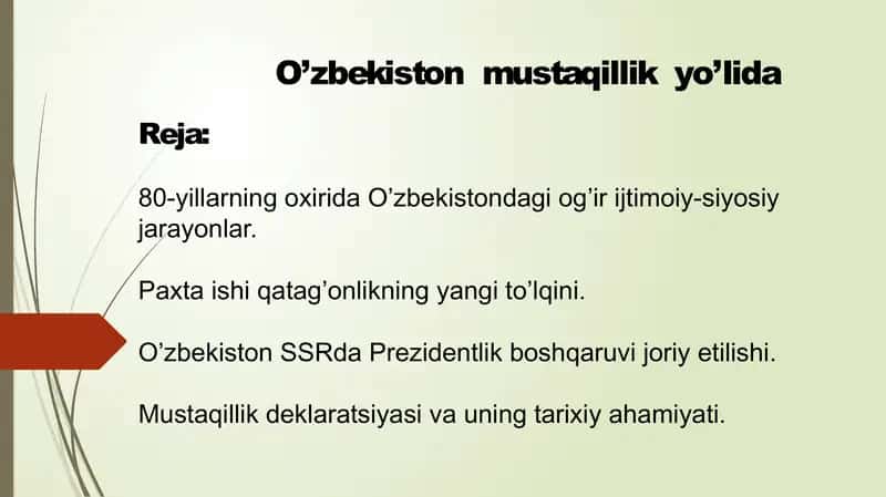 O'zbekiston mustaqillik yo'lida 1