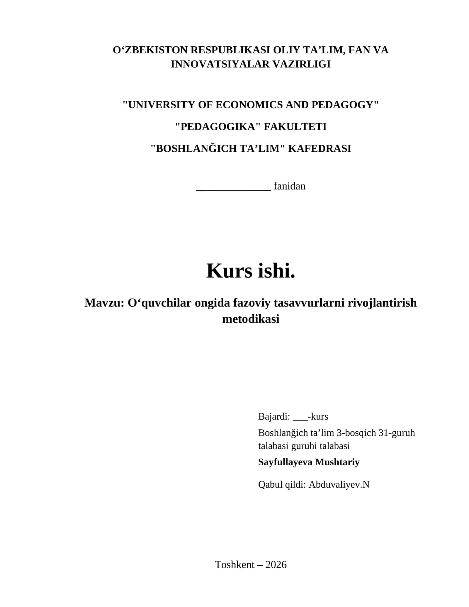 Oʻquvchilar ongida fazoviy tasavvurlarni rivojlantirish metodikasi 1