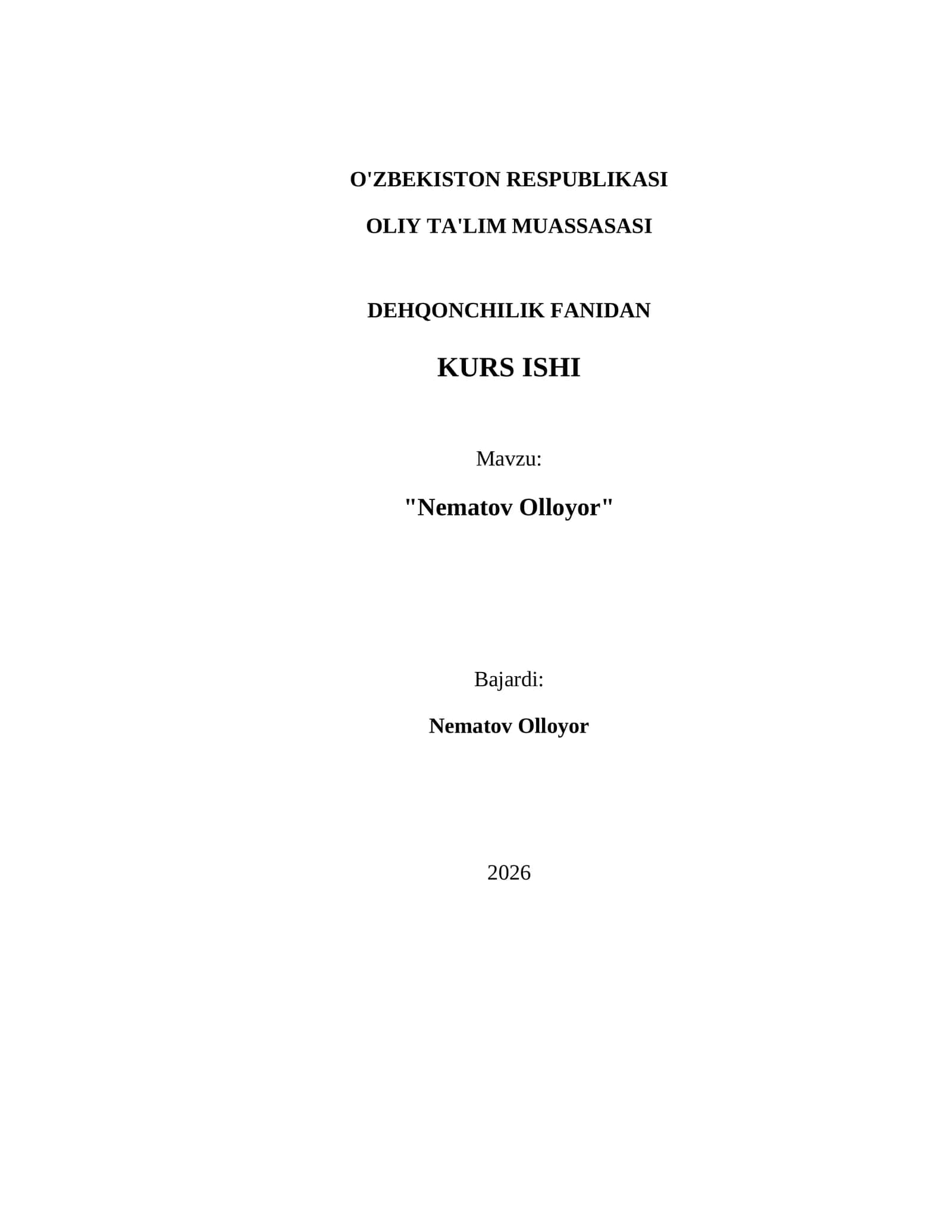 DEHQONCHILIK FANIDAN KURS ISHI 1