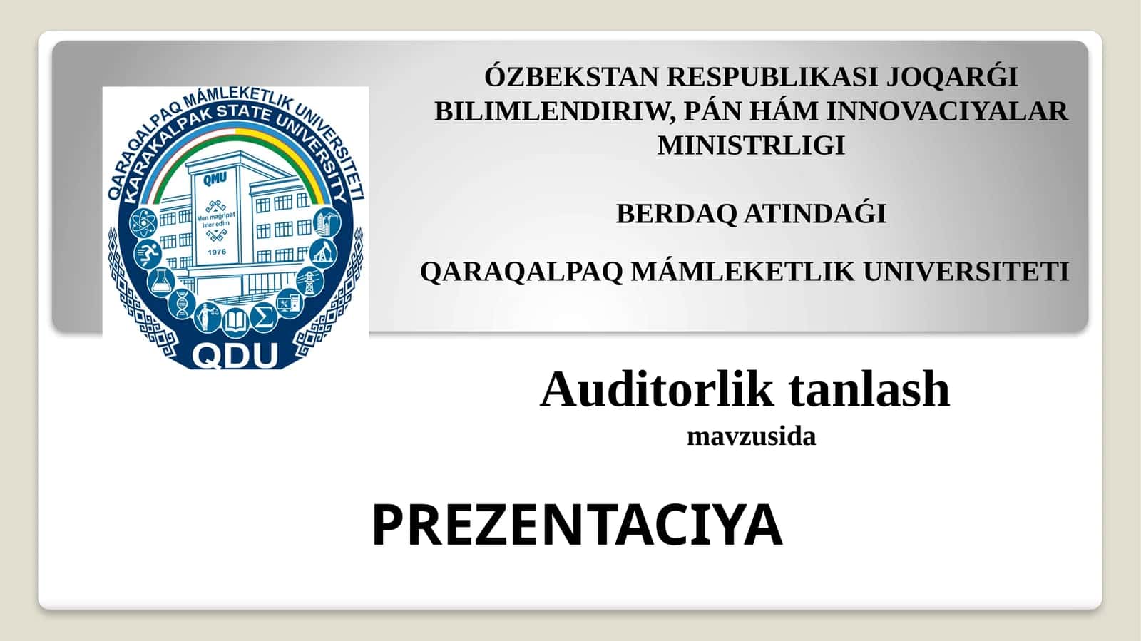 Auditorlik tanlash mavzusi 1